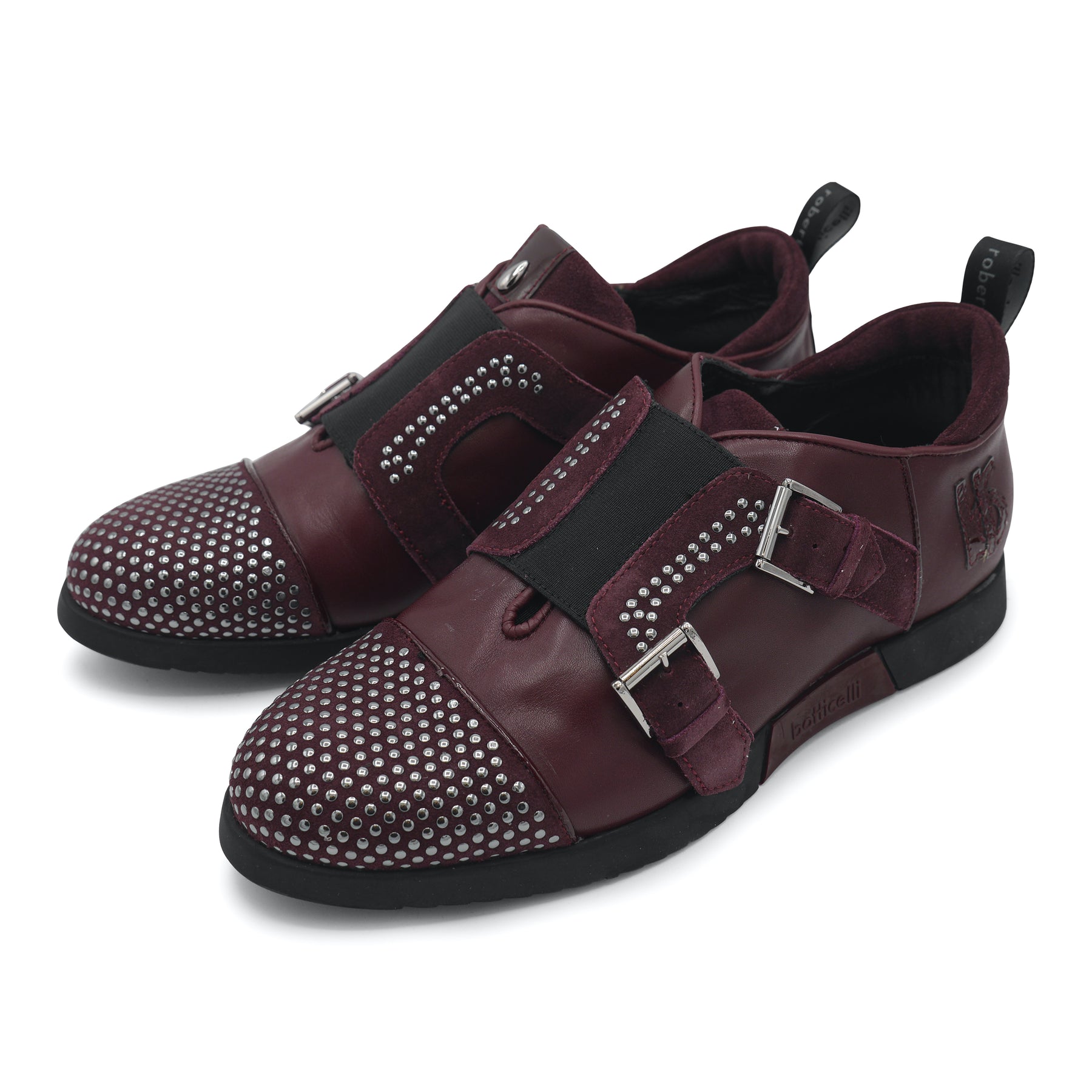 LU25121 -Burgundy Studded Double Monk Trainer