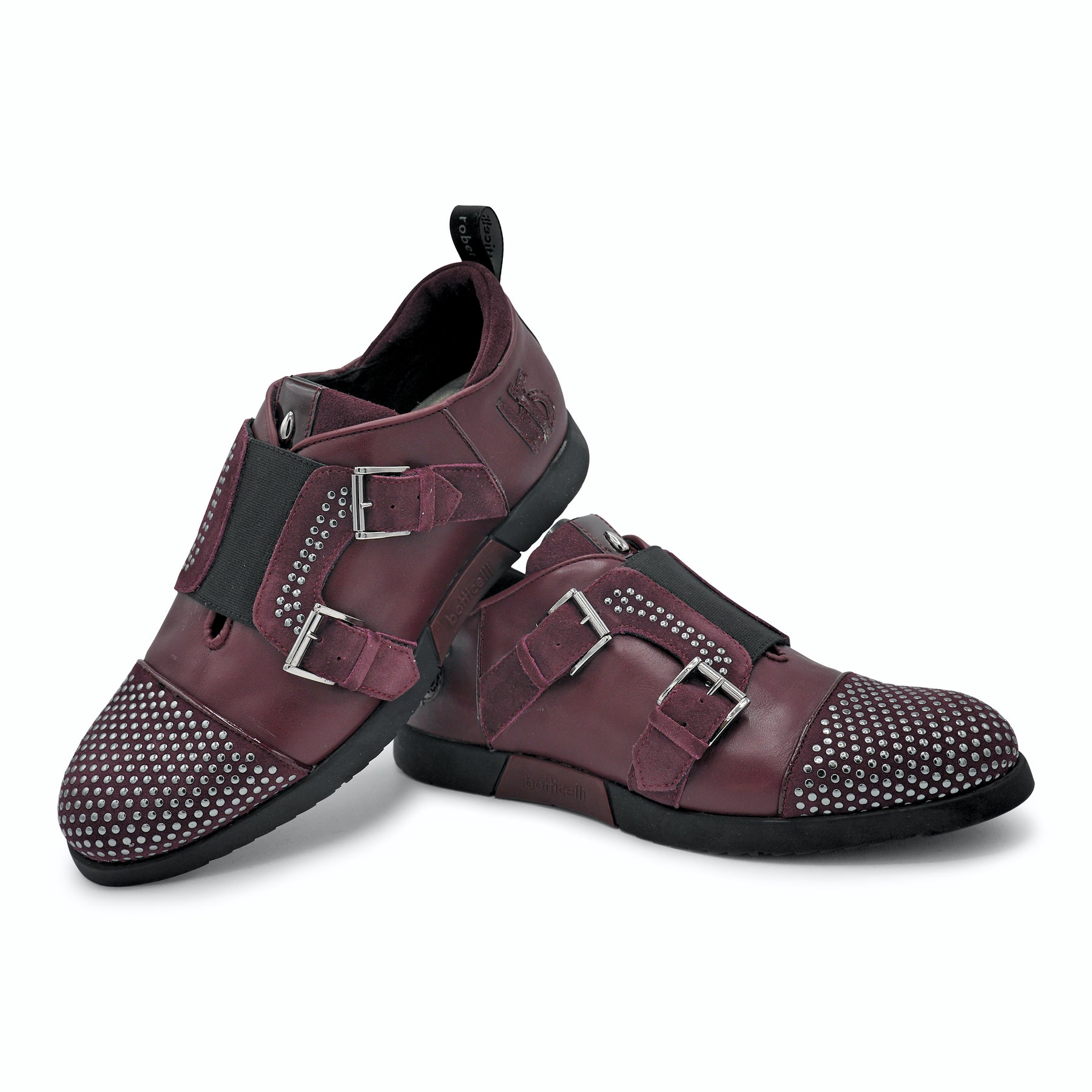 LU25121 -Burgundy Studded Double Monk Trainer