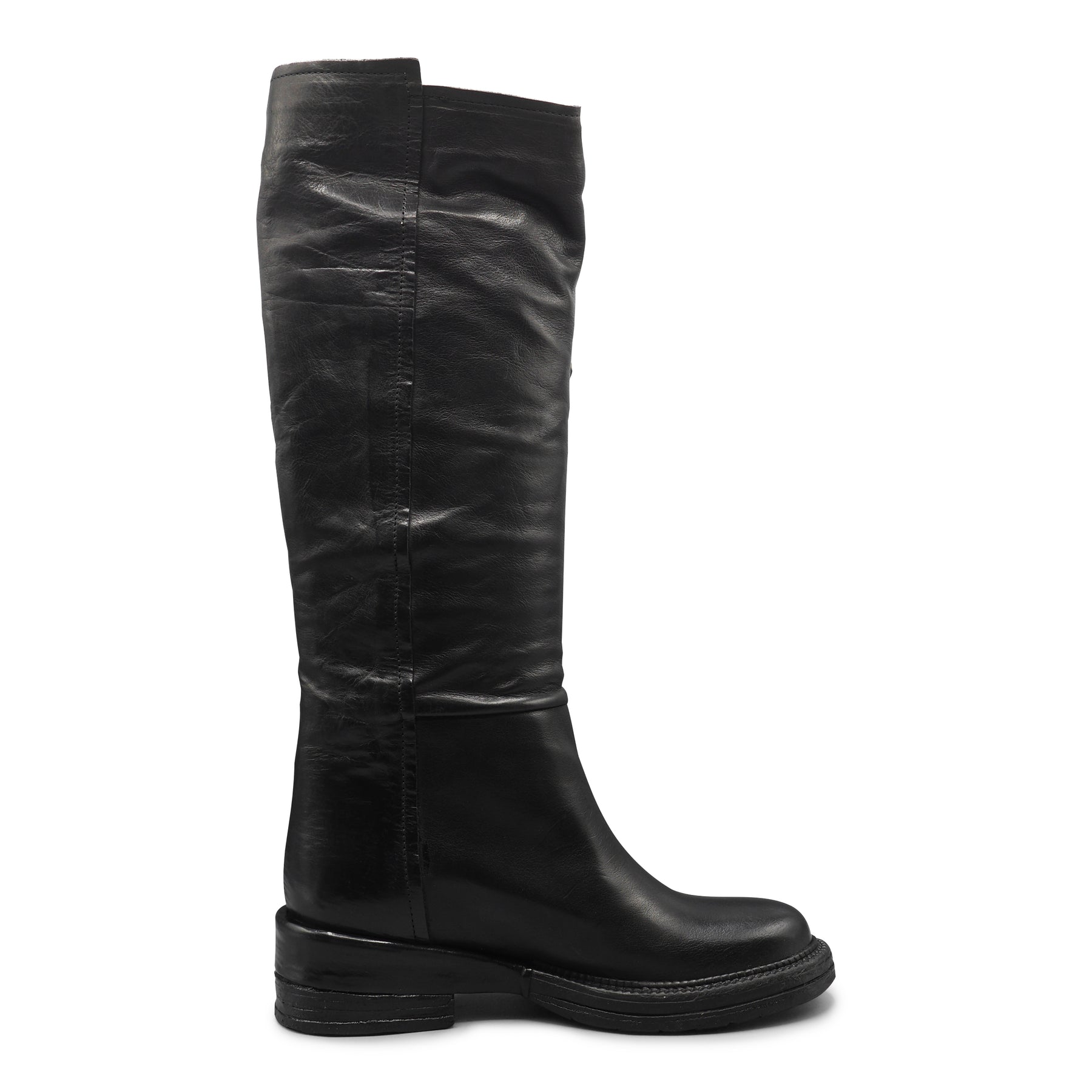 F659K2 - Black Knee High Boot With Studs
