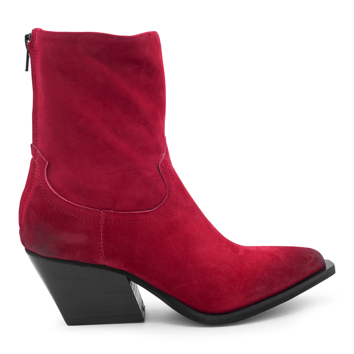 F702K1 - Red Zipped Ankle Boot