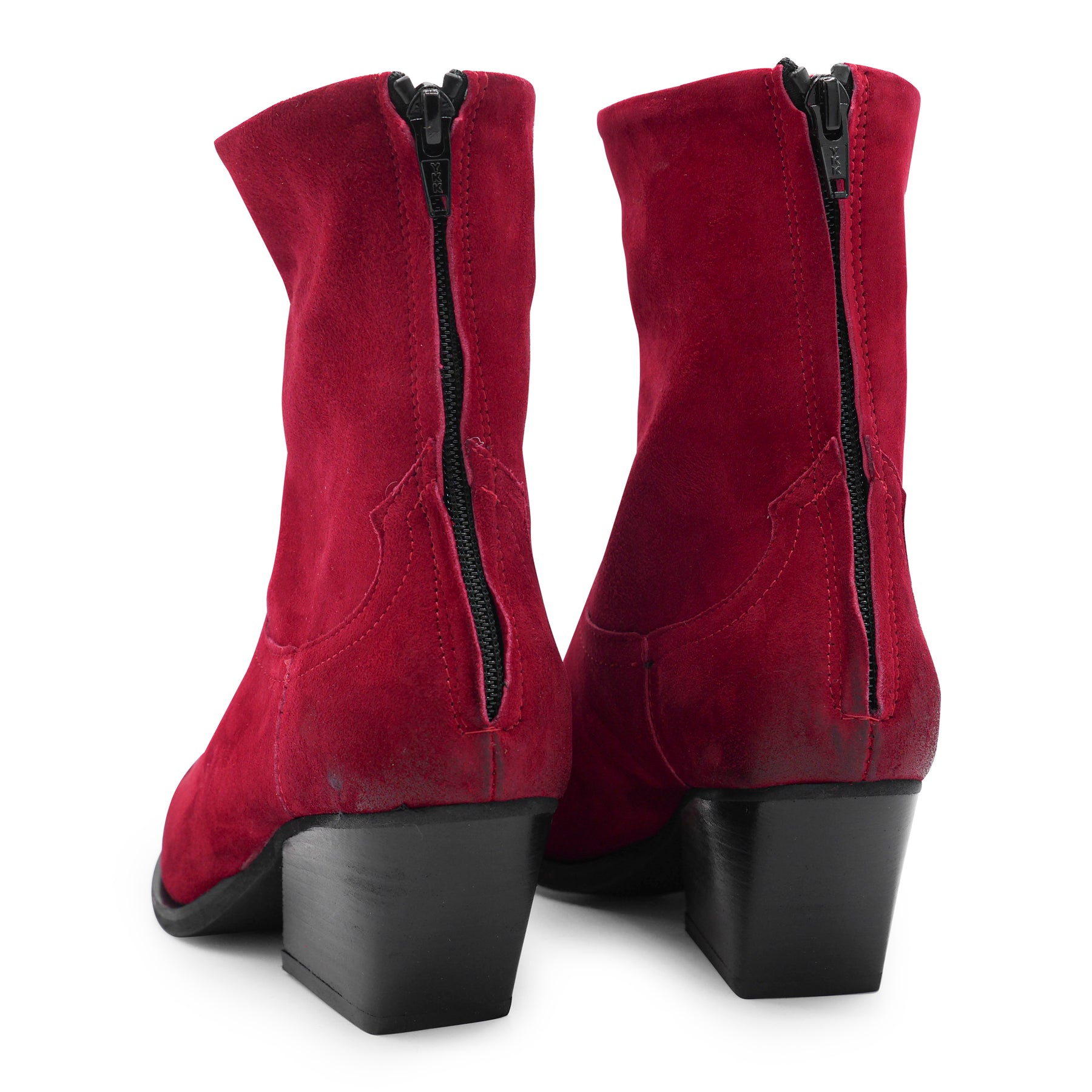 F702K1 - Red Zipped Ankle Boot