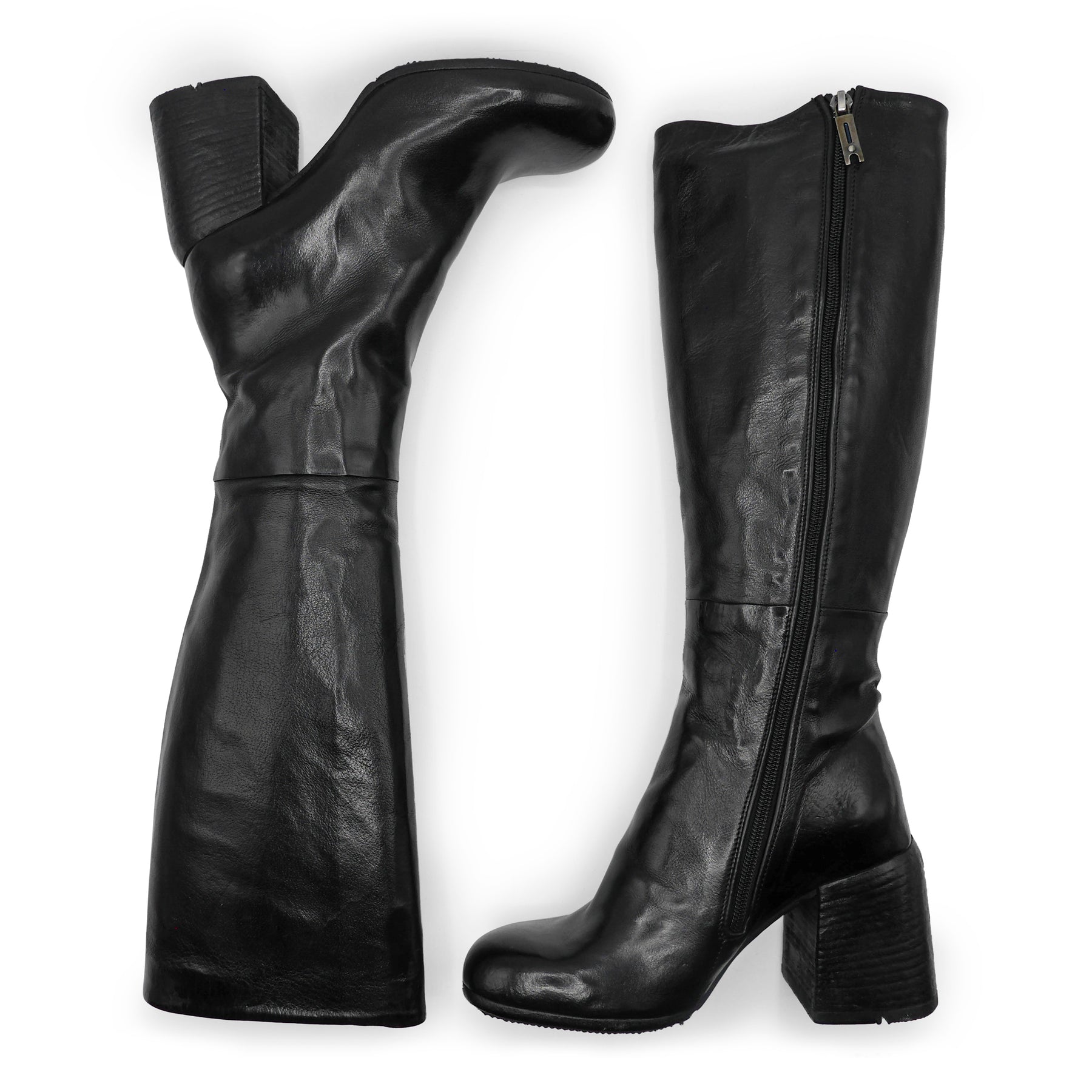 FPOIA - Black Knee High Leather Boot