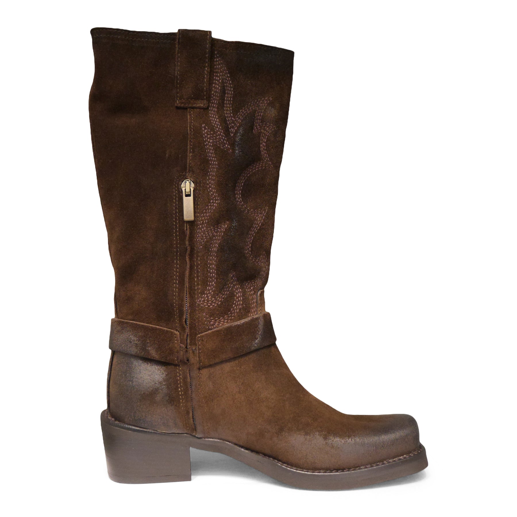 PX842 - Oily Suede Chocolate Brown Biker