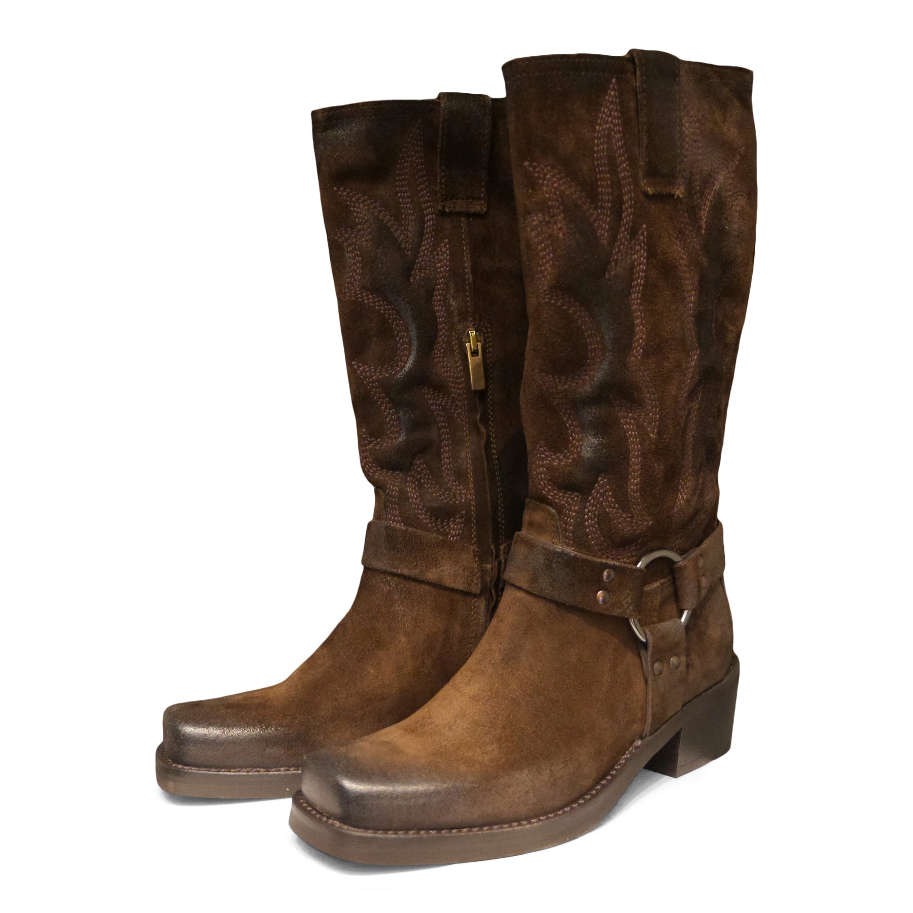 PX842 - Oily Suede Chocolate Brown Biker