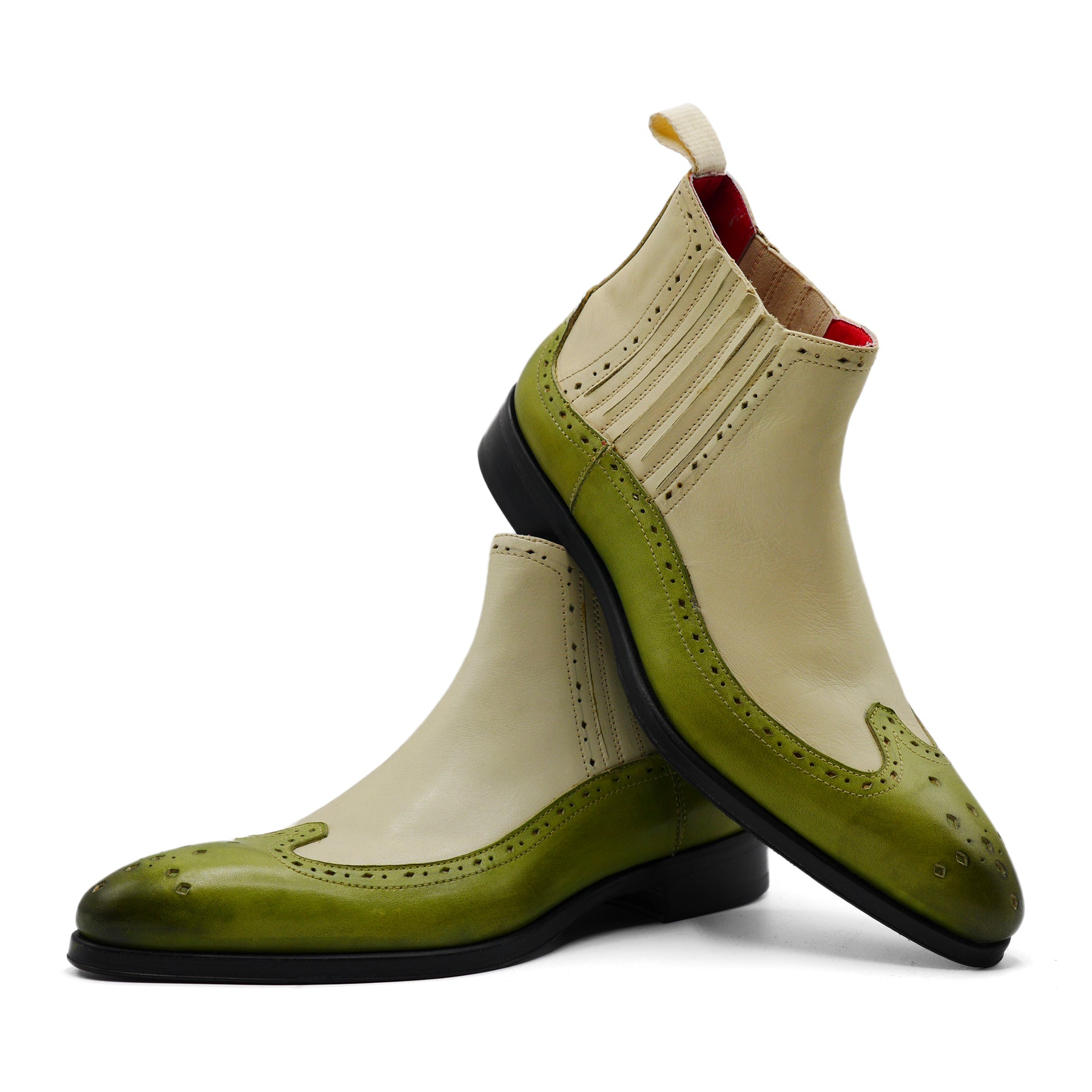 1365 - Green/ Beige Chelsea Brogue