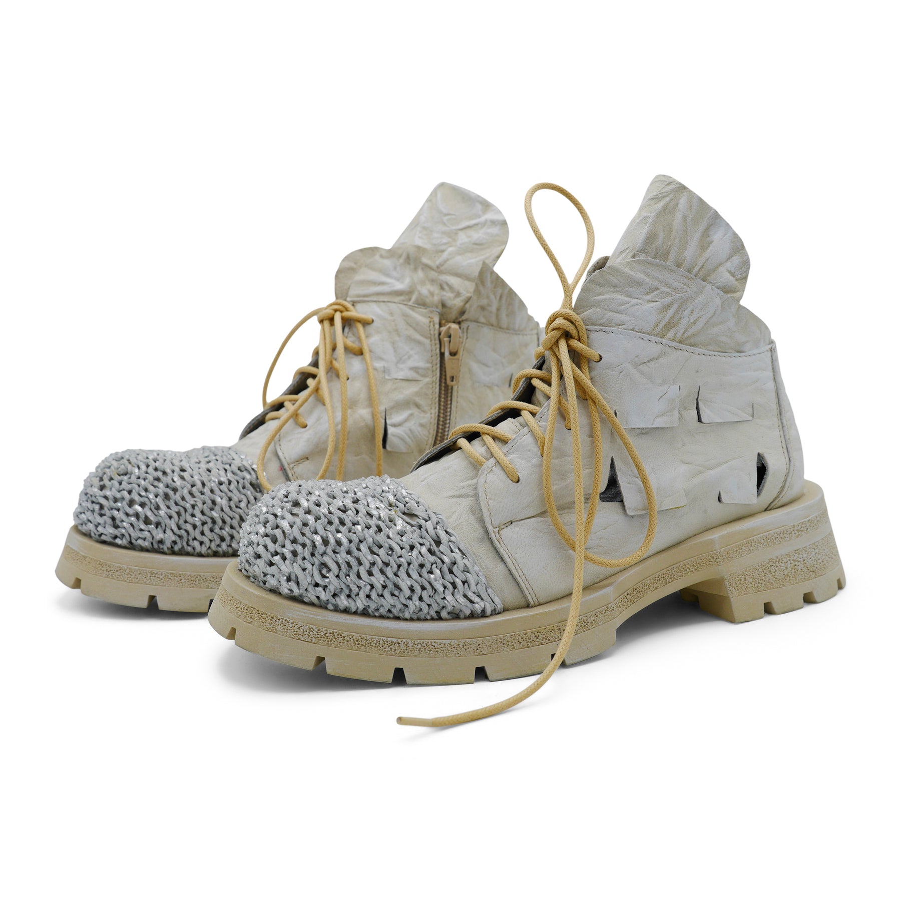 Rick Bej - Beige Rose Knitted Toe Ankle Boot
