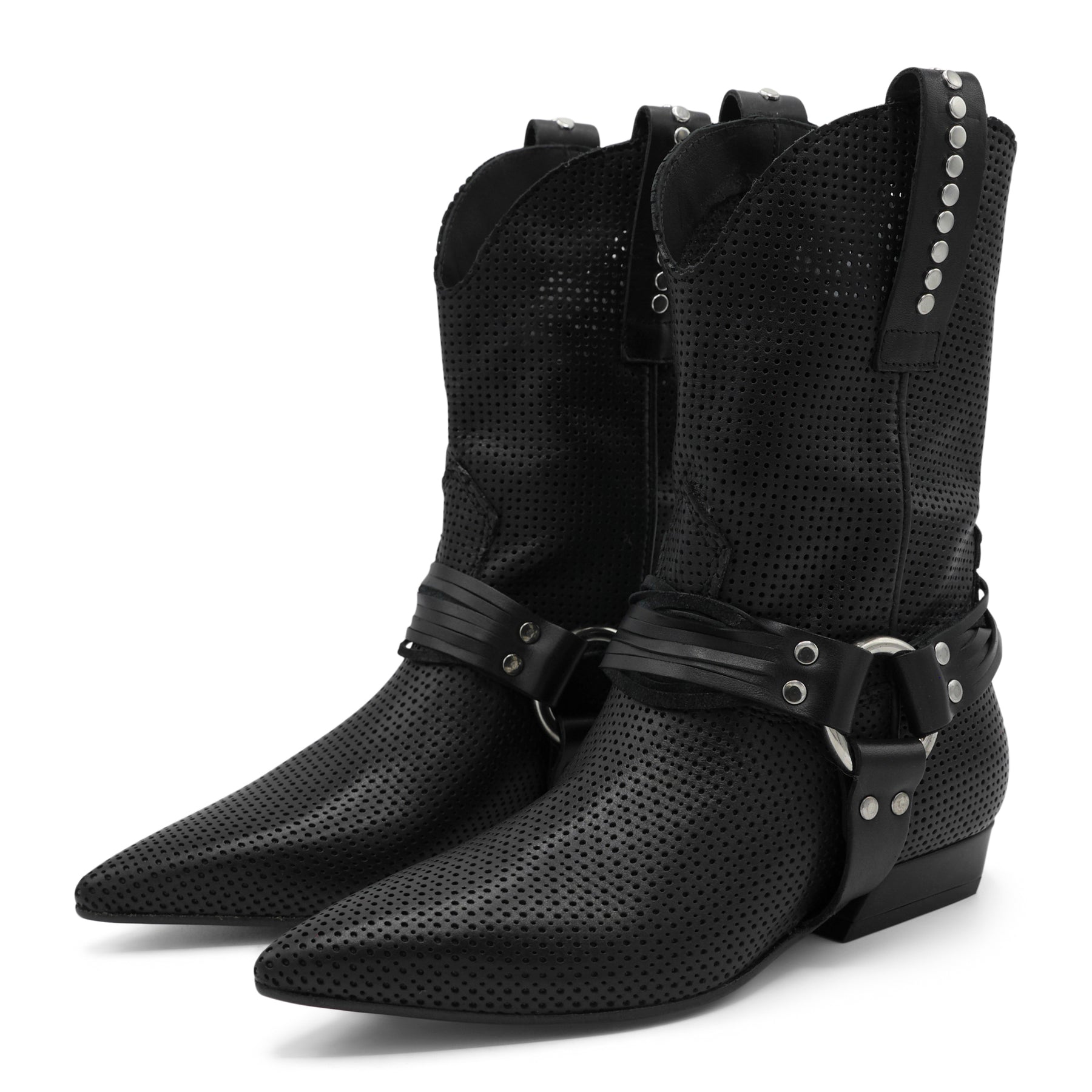 M6726M4 - Perforated leather Ankle Western Harness Boot