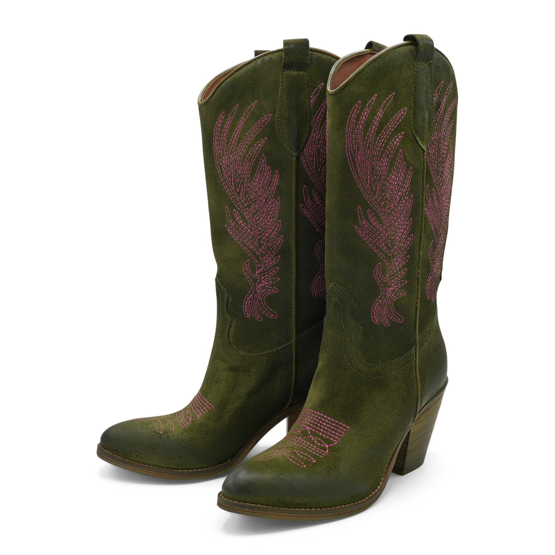 WEST01- Green Fuchsia Wings Cowboy