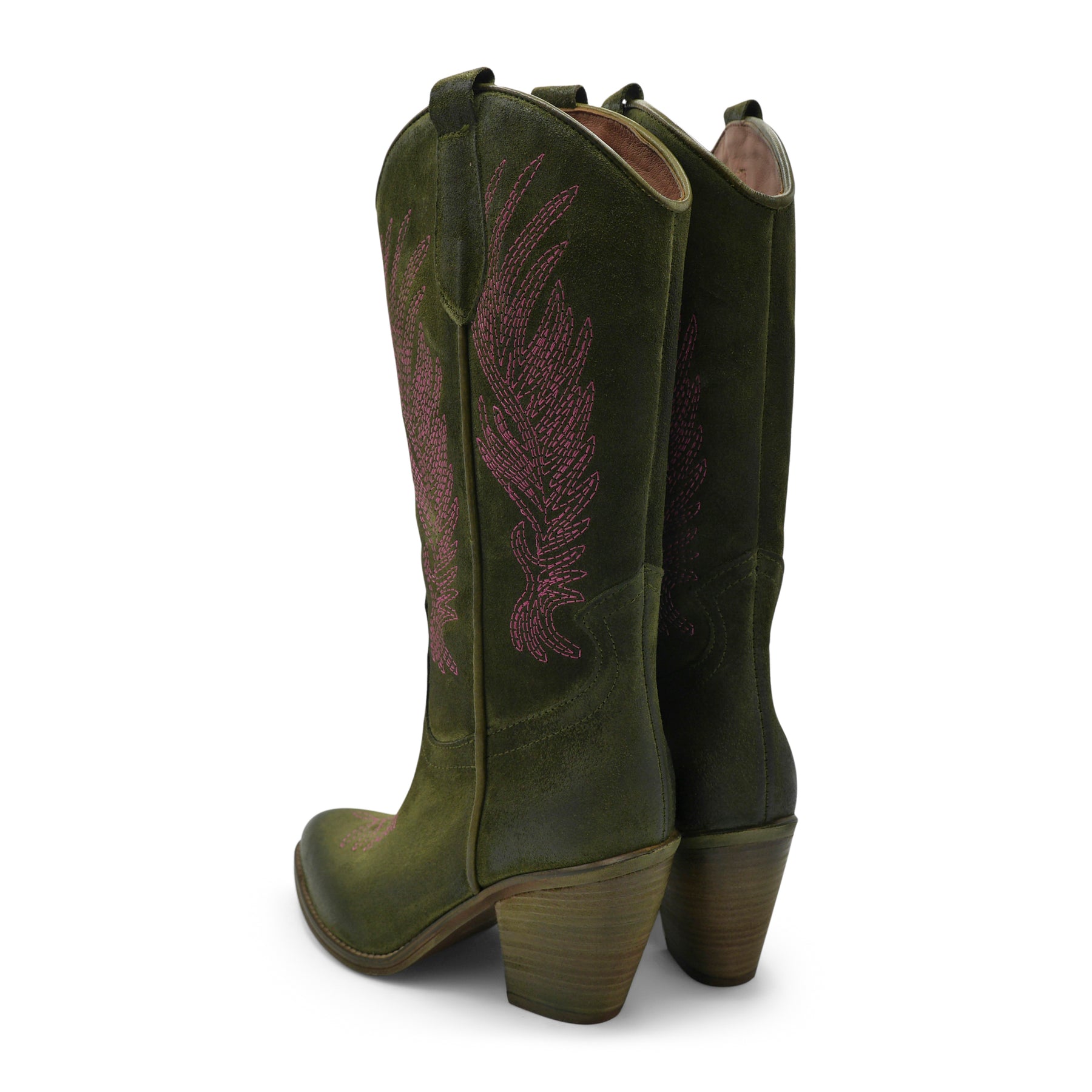 WEST01- Green Fuchsia Wings Cowboy