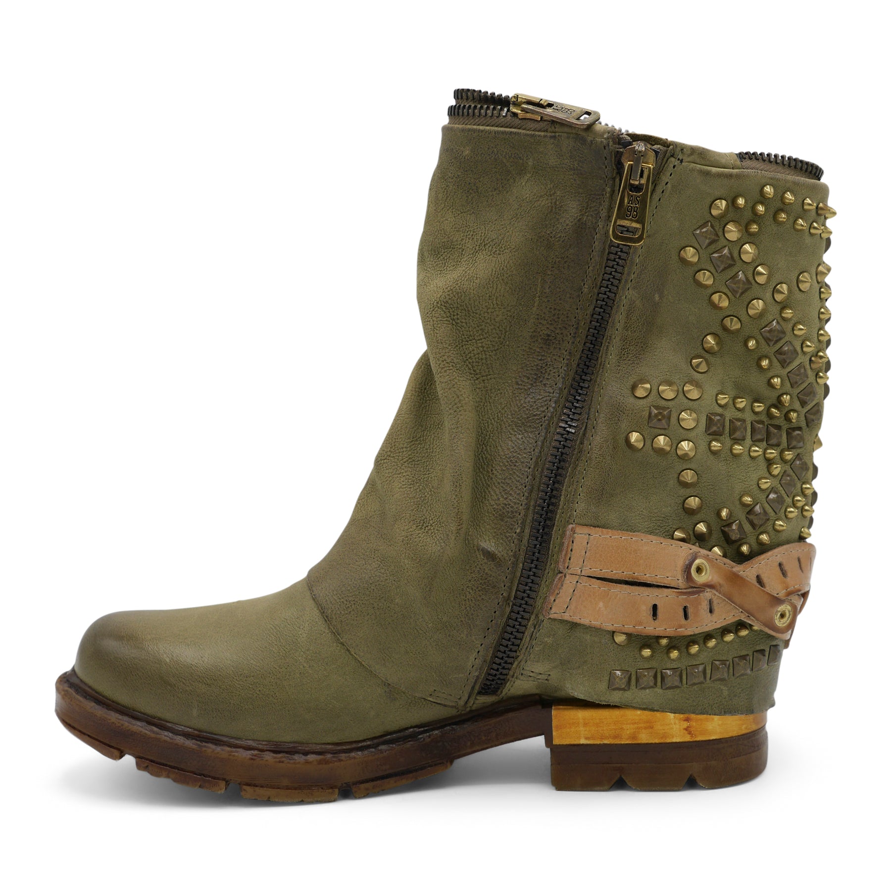 AS98 REBEL UNION - Green Studded Biker