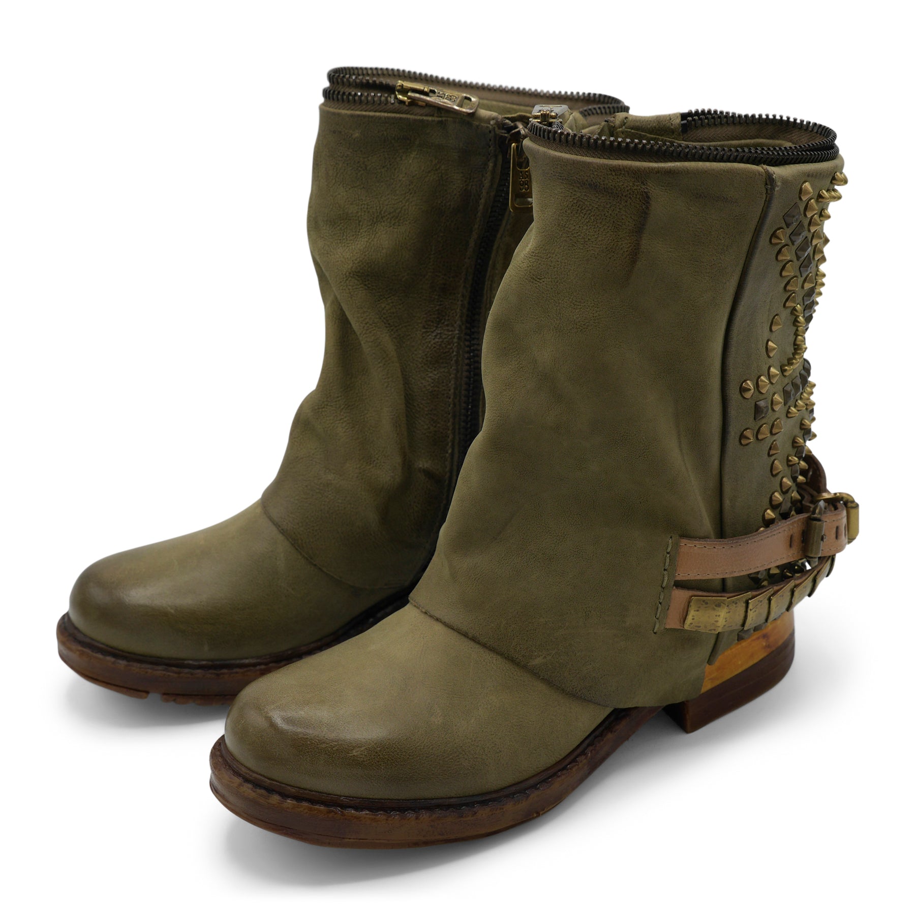 AS98 REBEL UNION - Green Studded Biker