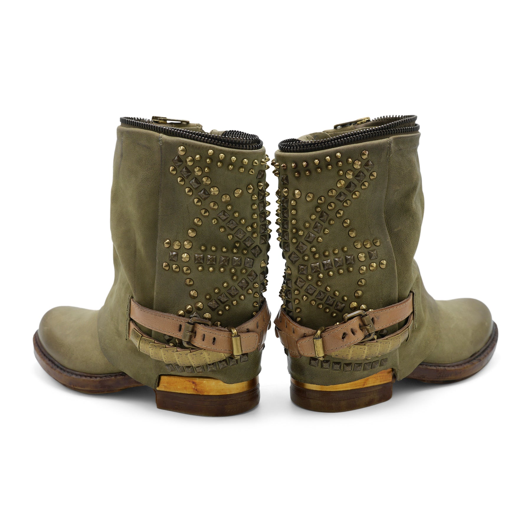 AS98 REBEL UNION - Green Studded Biker