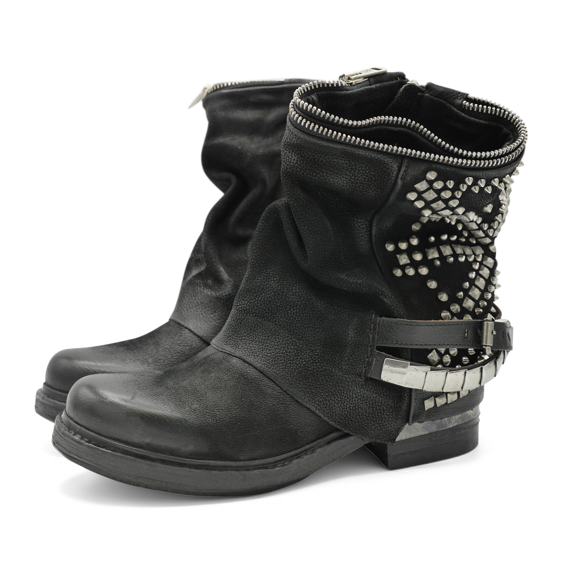 AS98 REBEL UNION - Black Studded Biker