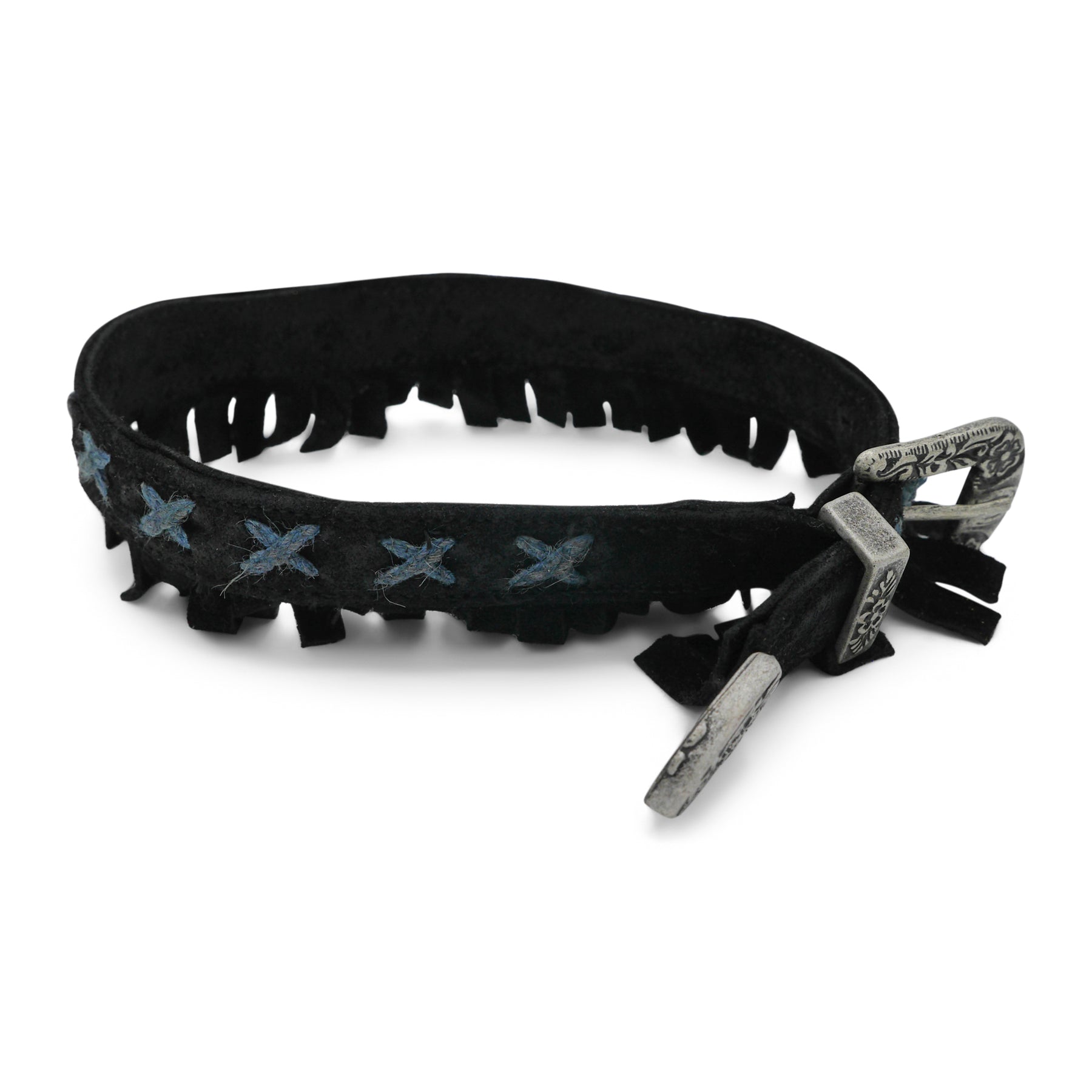 WILD FRINGE - Black/Blue Suede Buckle Strap