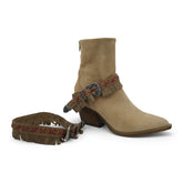 WILD FRINGE - Beige / Red Suede Buckle Strap