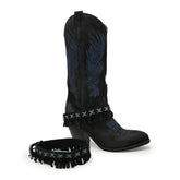 WILD FRINGE - Black/Blue Suede Buckle Strap
