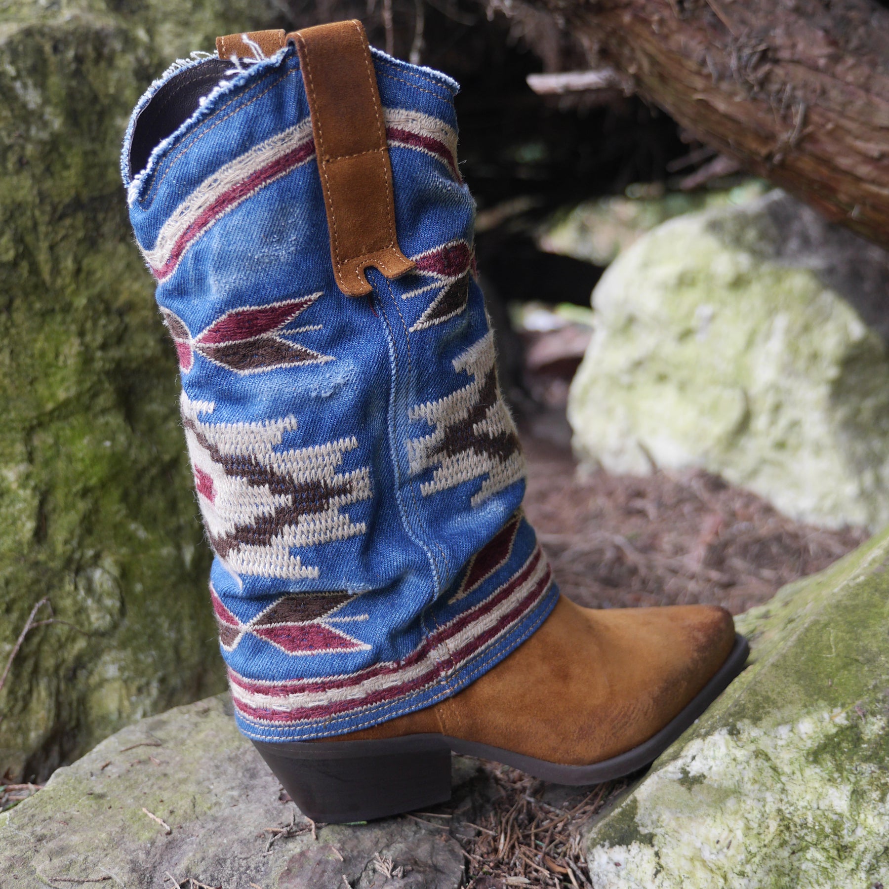 IZEL - Tan/Denim Jeans Aztec Boot