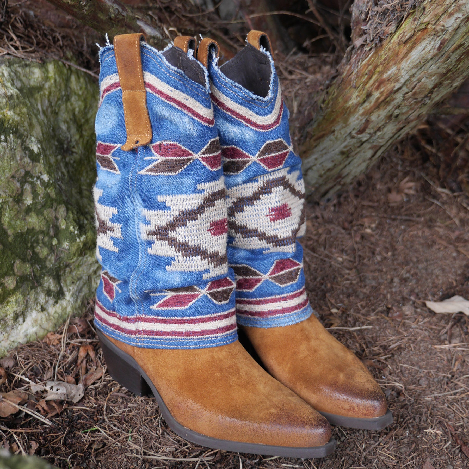 IZEL - Tan/Denim Jeans Aztec Boot