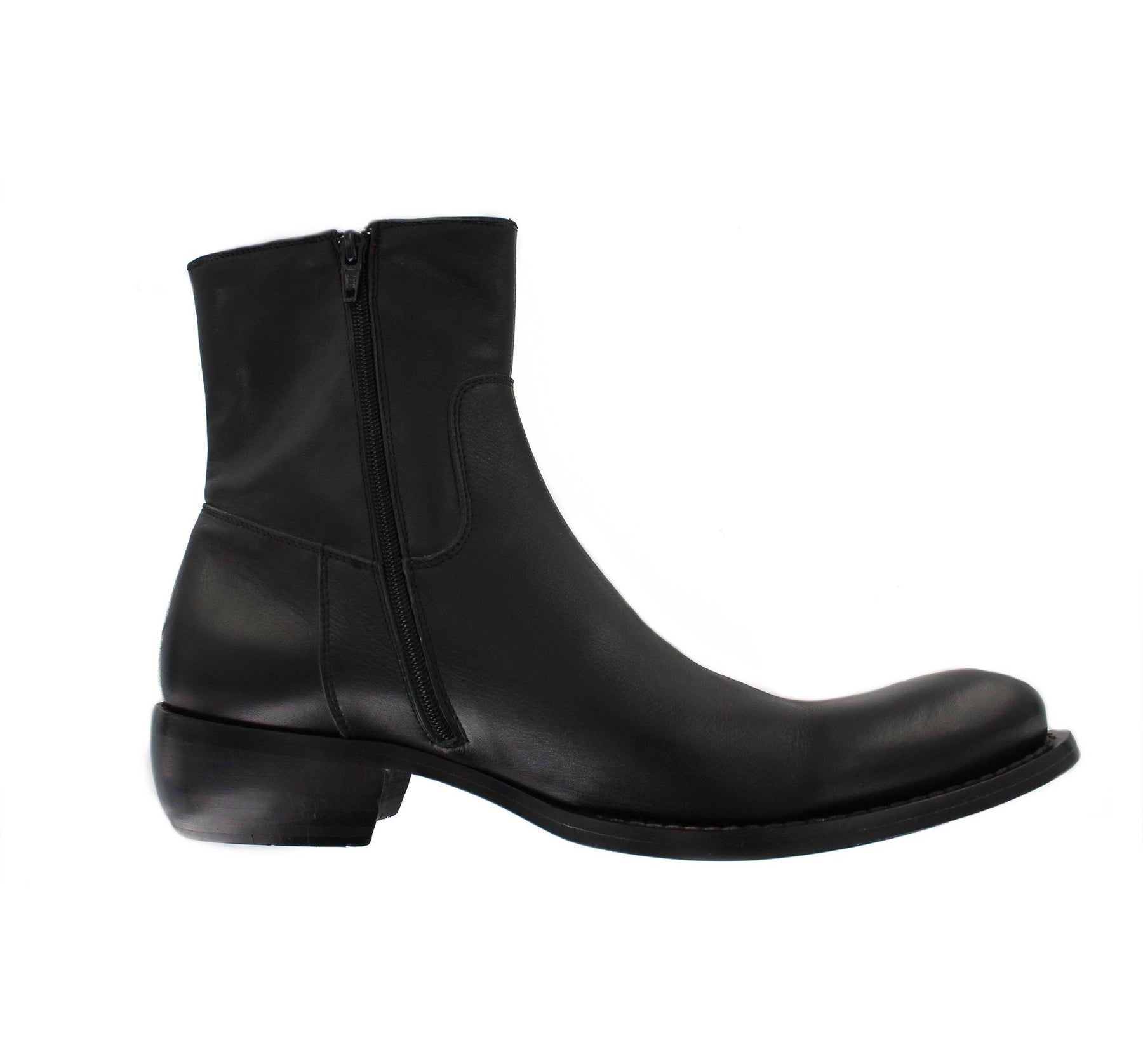 J3600 - Black Ankle Boot With Red Rose Embroidery