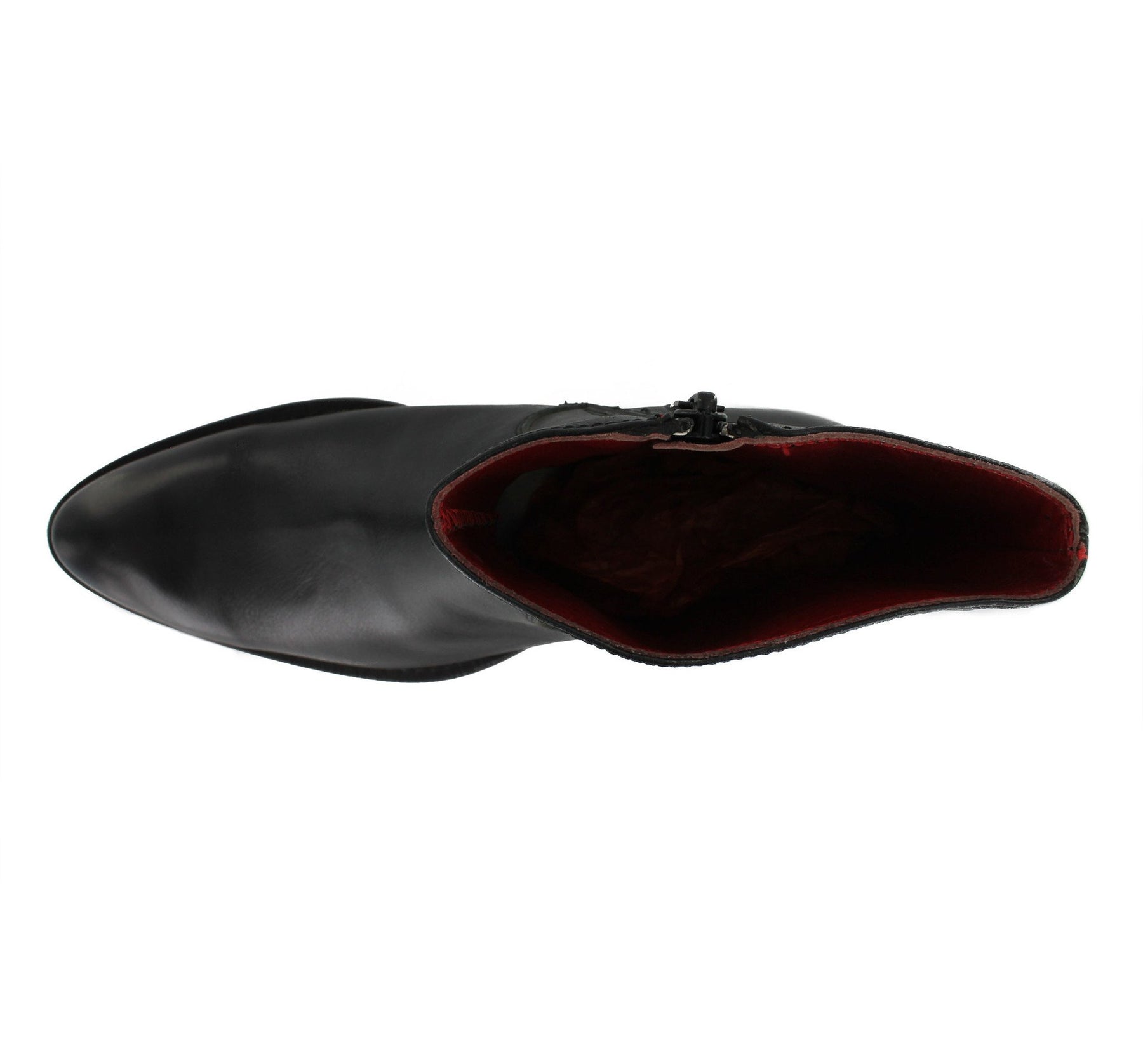 J3600 - Black Ankle Boot With Red Rose Embroidery