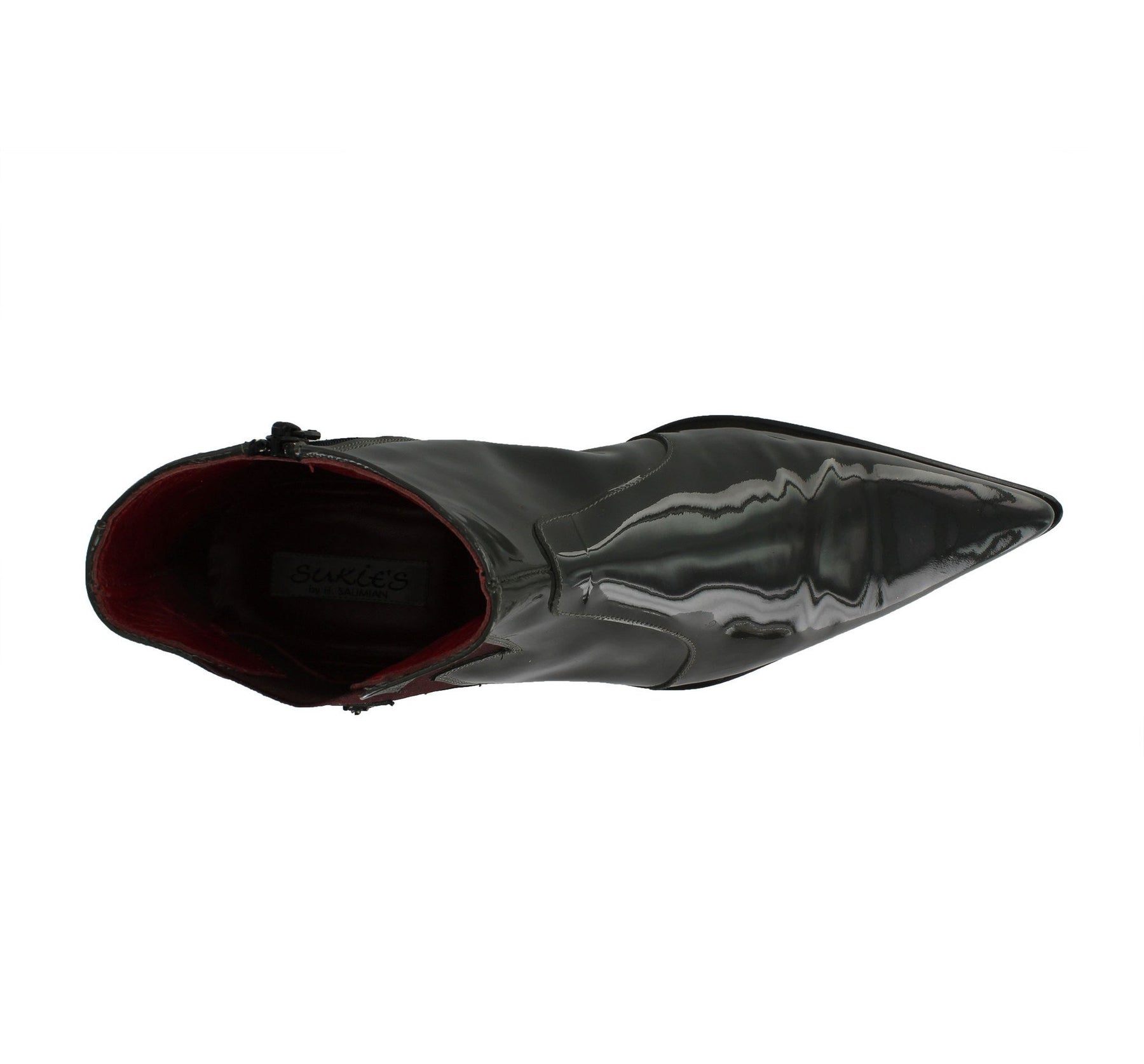 Got 5C - Grey Pointed Ankle Boot With Aubergine Iron Cross