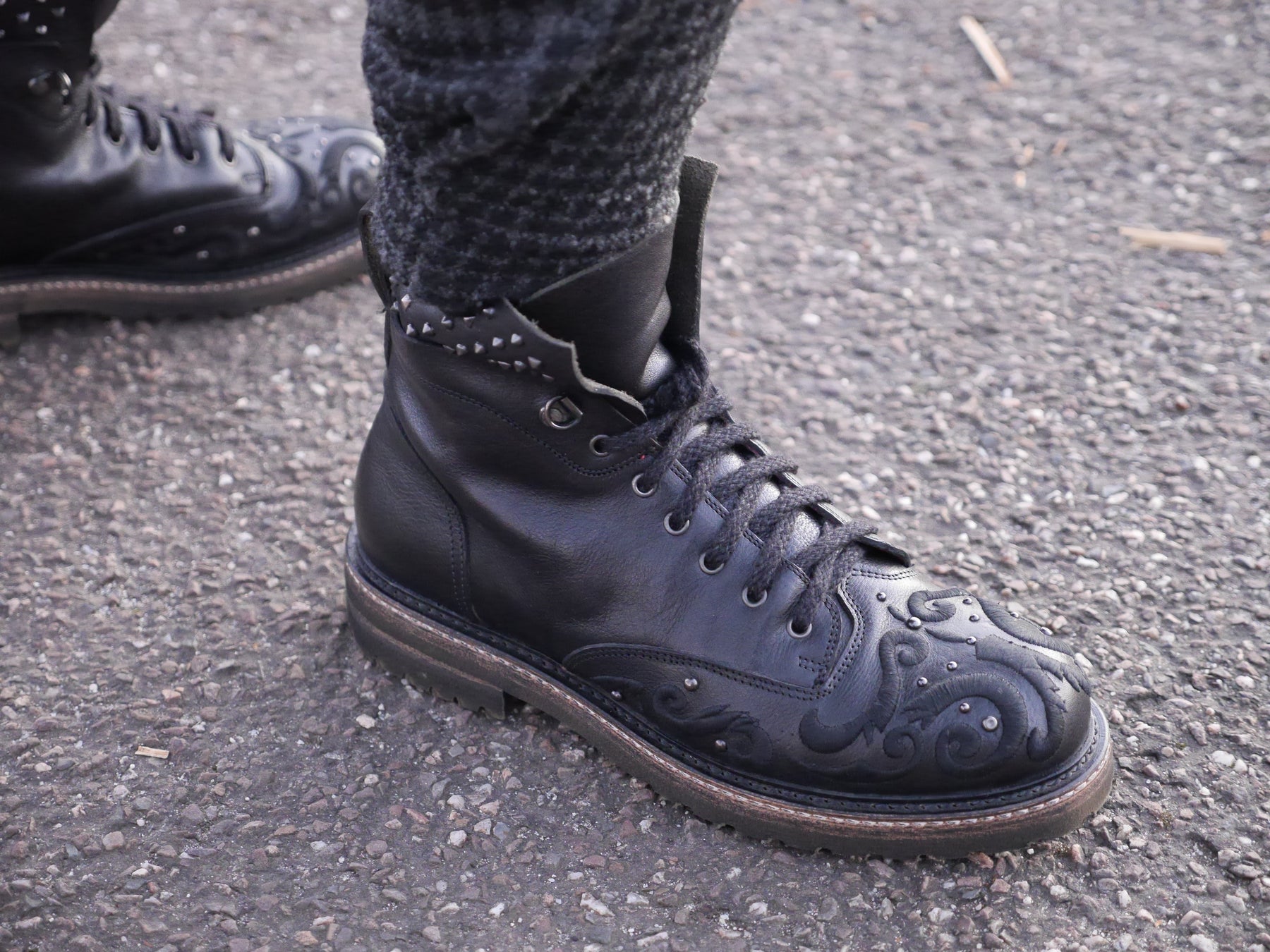 S6101- Embroidered Military Boot With Studs