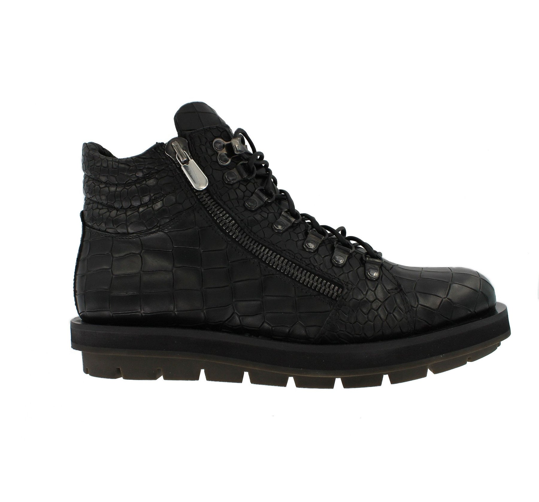 S8619 - Black Leather Moc Croc