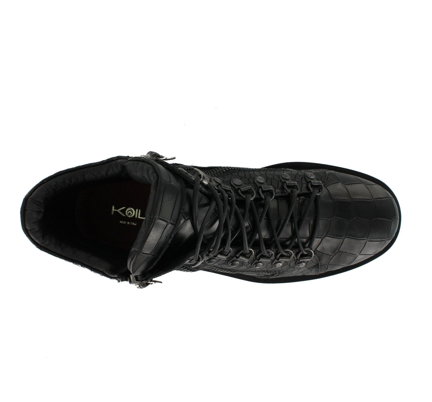 S8619 - Black Leather Moc Croc