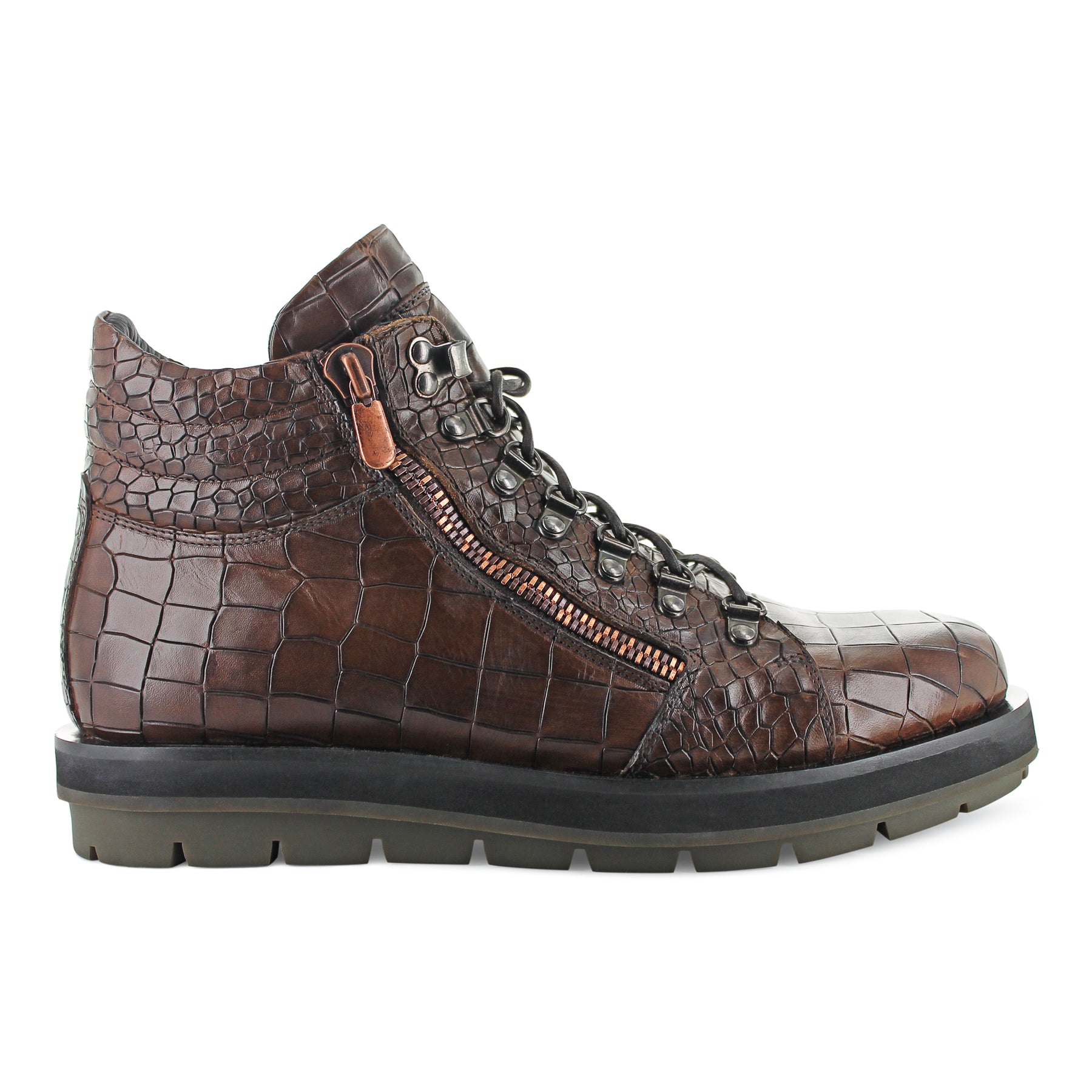 S8619 - Brown Leather Moc Croc