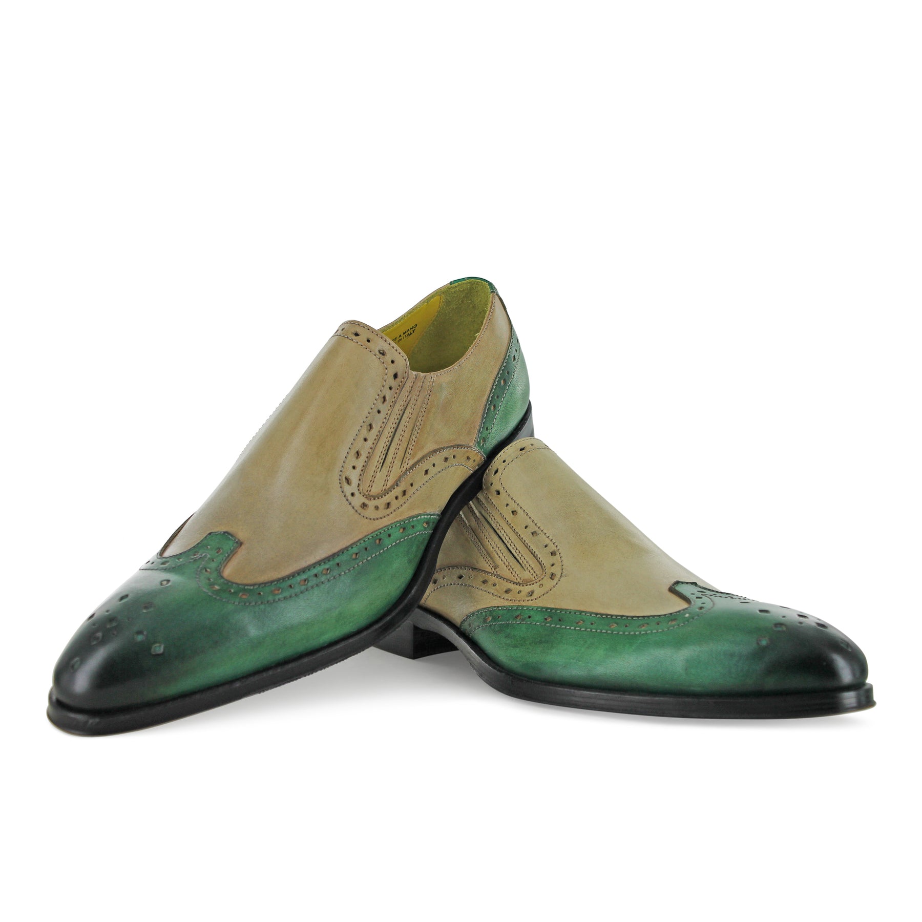 1350 - Mushroom And Green Slip On Brogue
