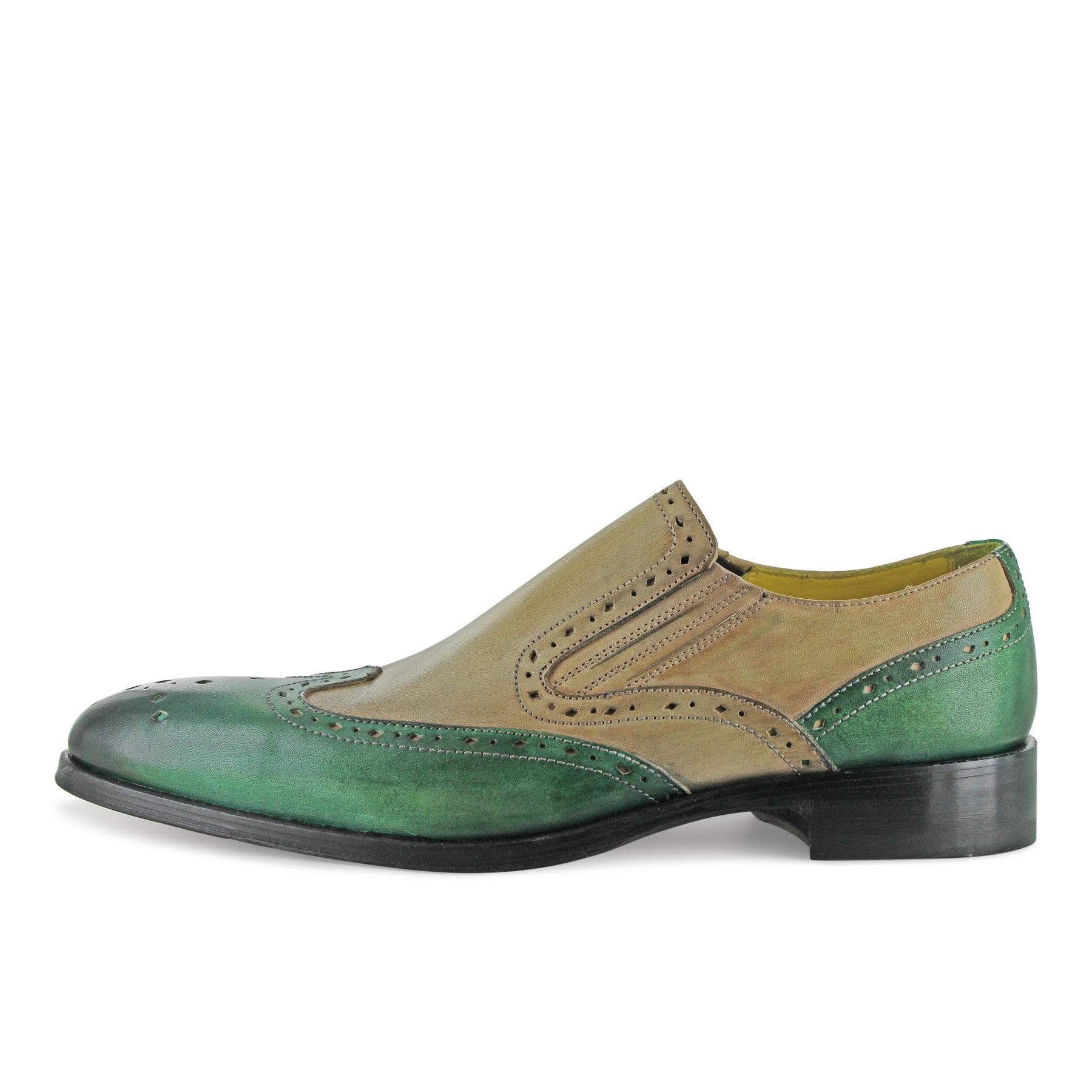 1350 - Mushroom And Green Slip On Brogue