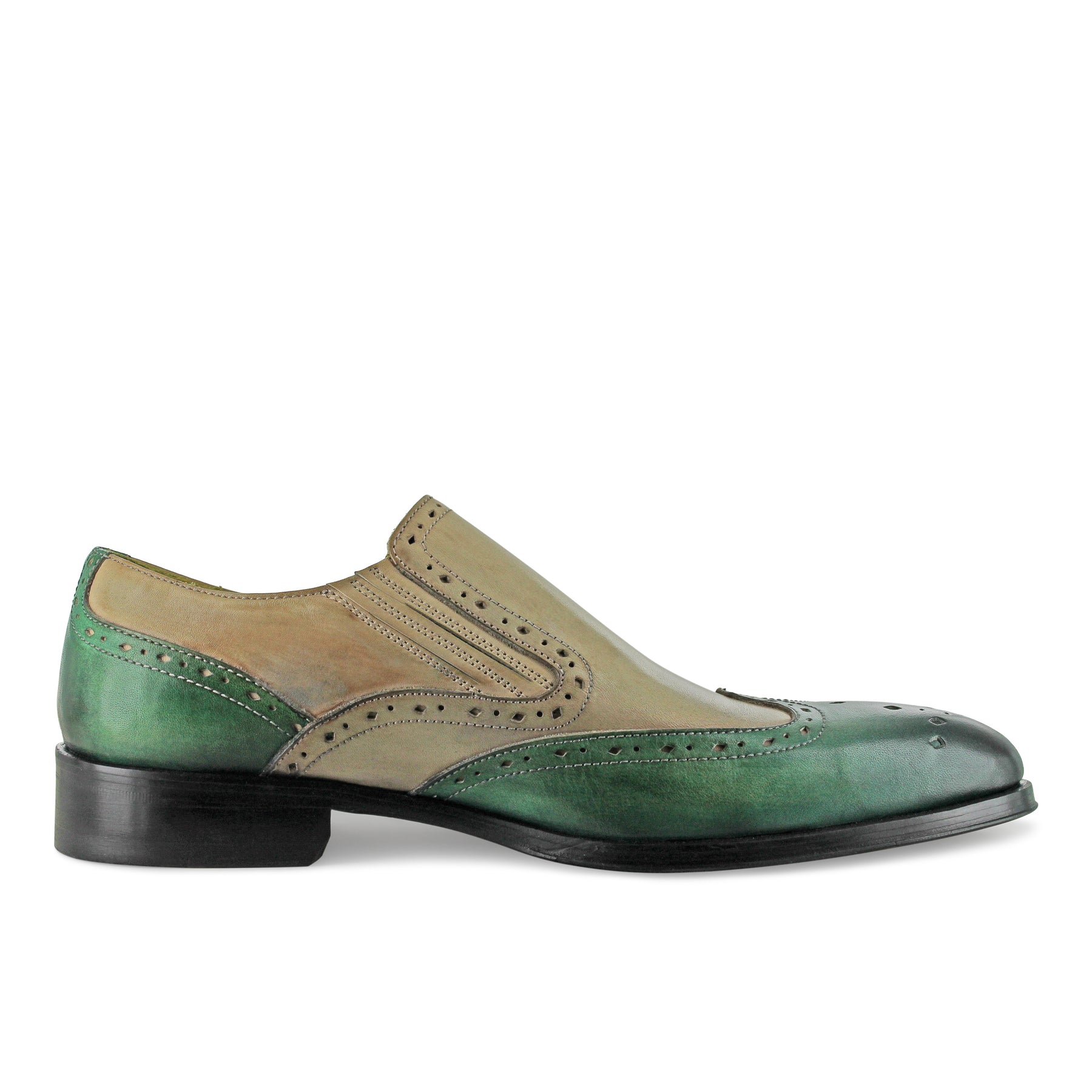 1350 - Mushroom And Green Slip On Brogue
