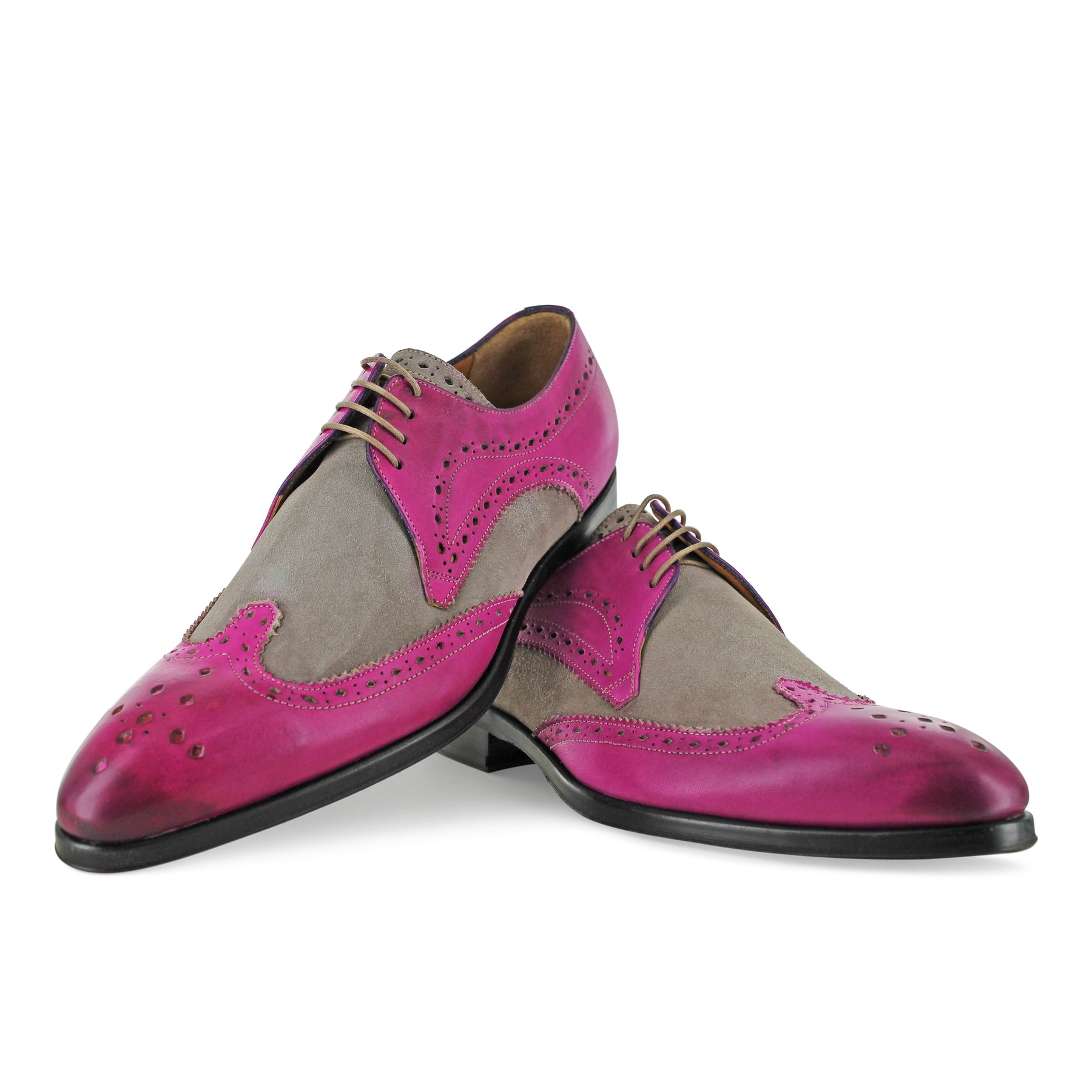 1312 - Fuchsia With Beige Brogue