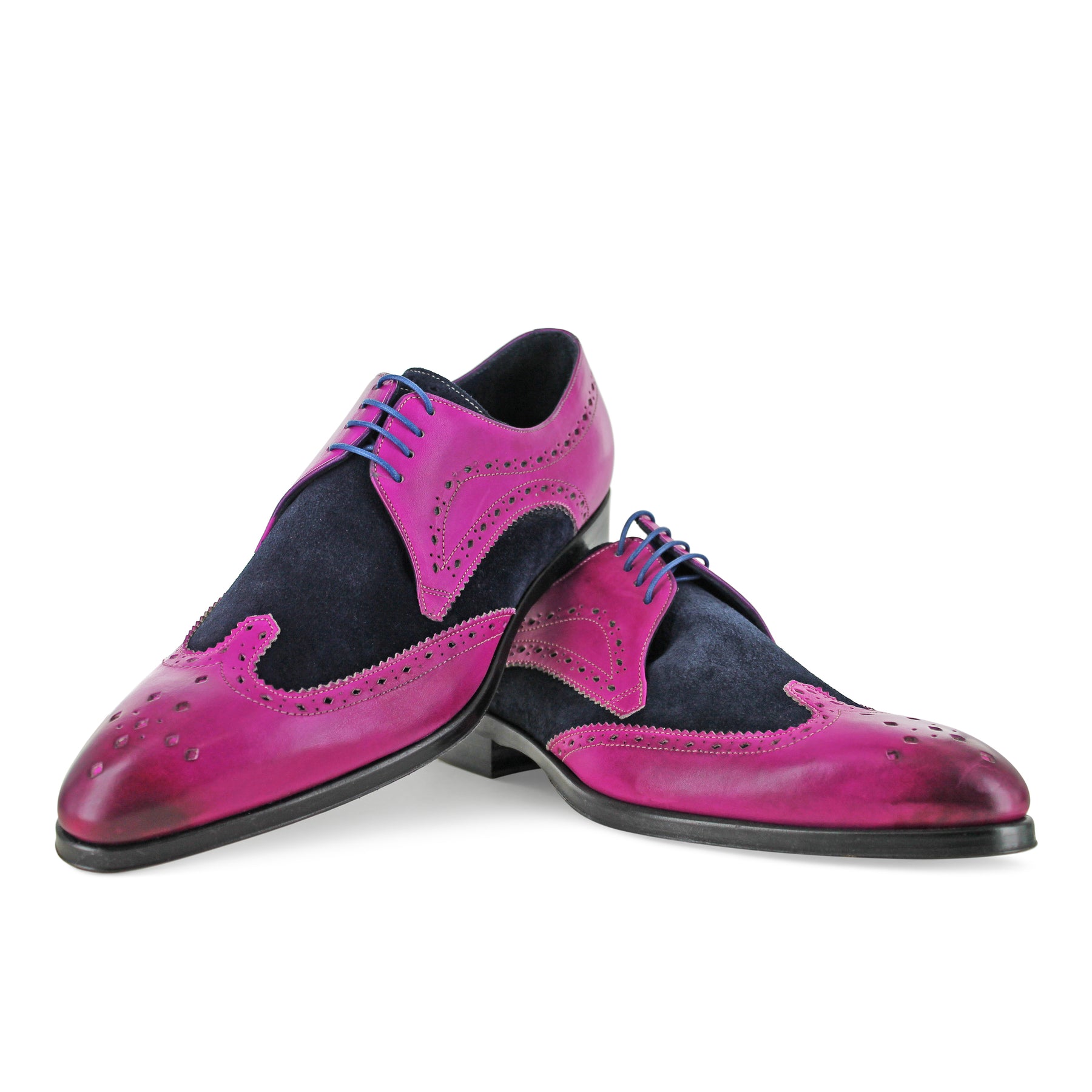 1312 - Fuchsia and Navy Suede Brogue