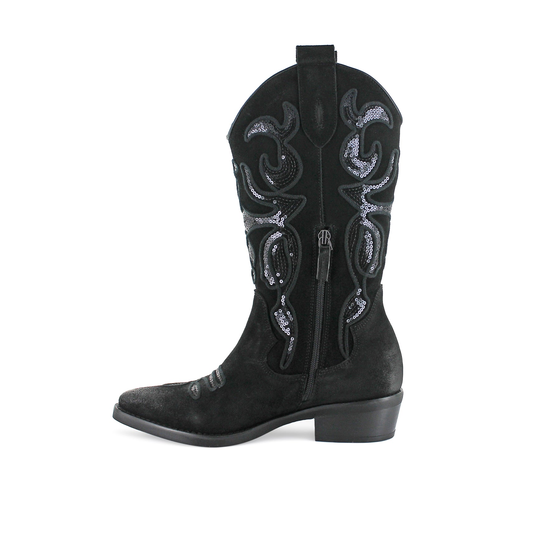 MU742 - Black Sequence Suede Cowboy
