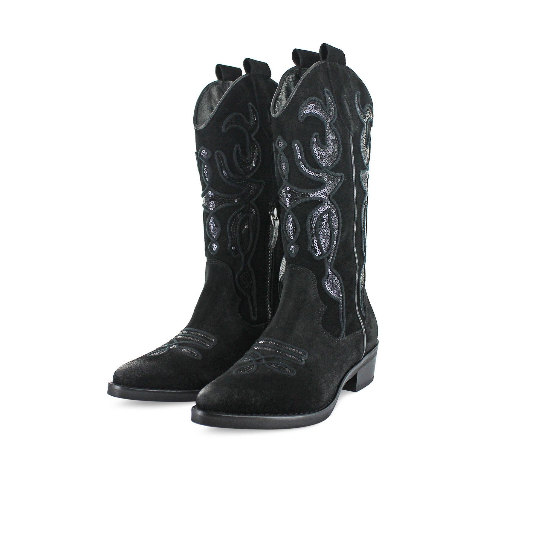 MU742 - Black Sequence Suede Cowboy