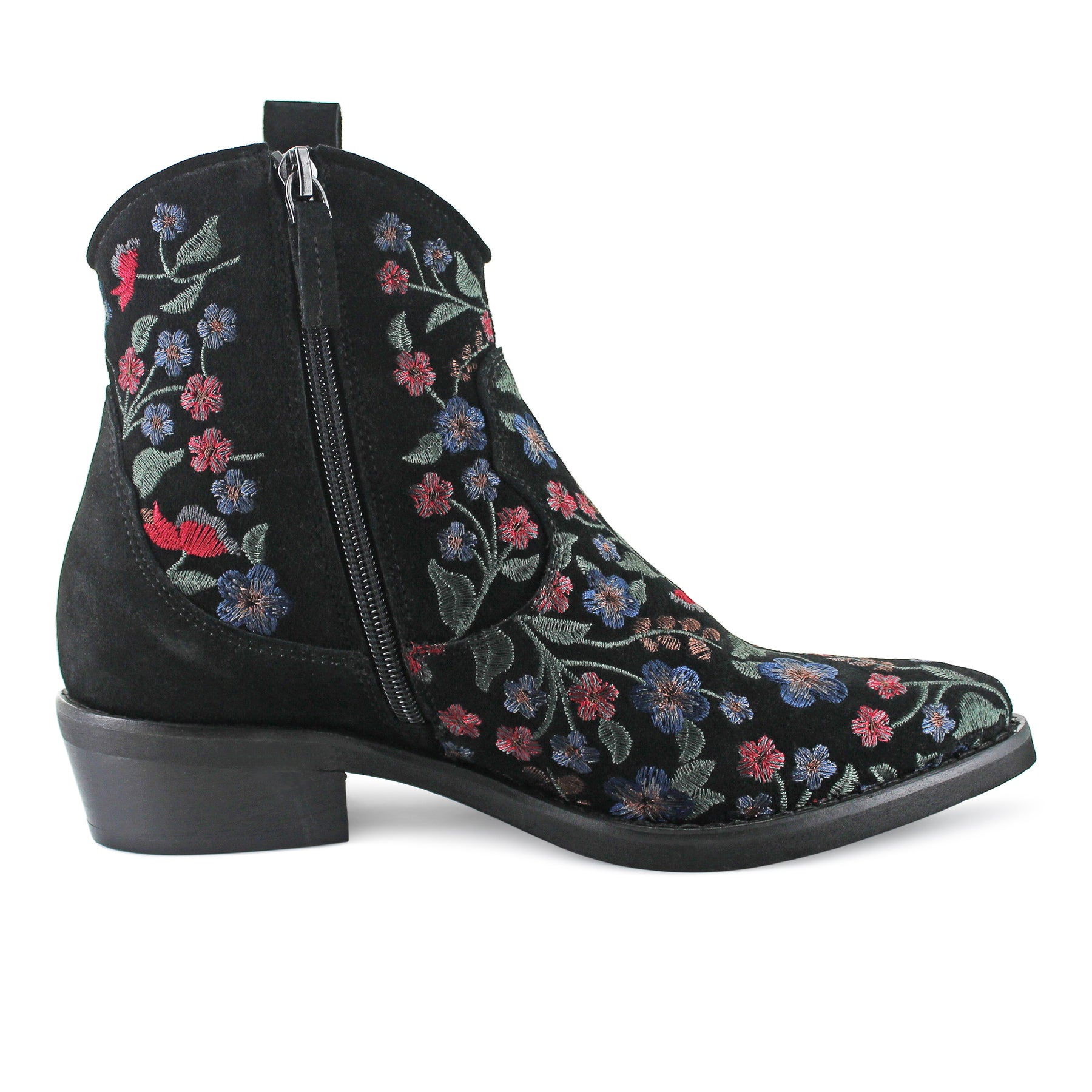 374Z15 - Black Floral Suede Cowboy