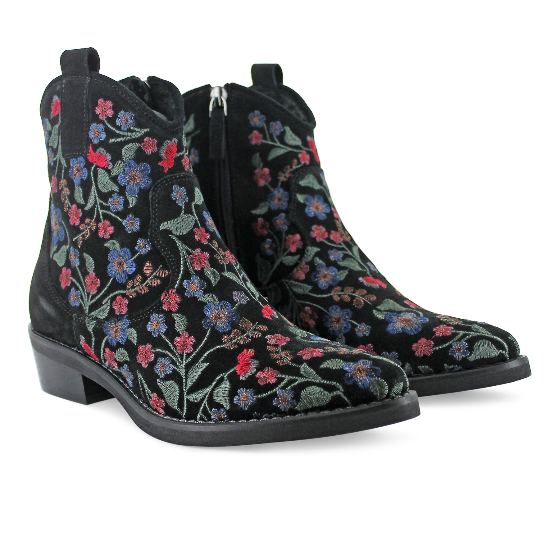 374Z15 - Black Floral Suede Cowboy