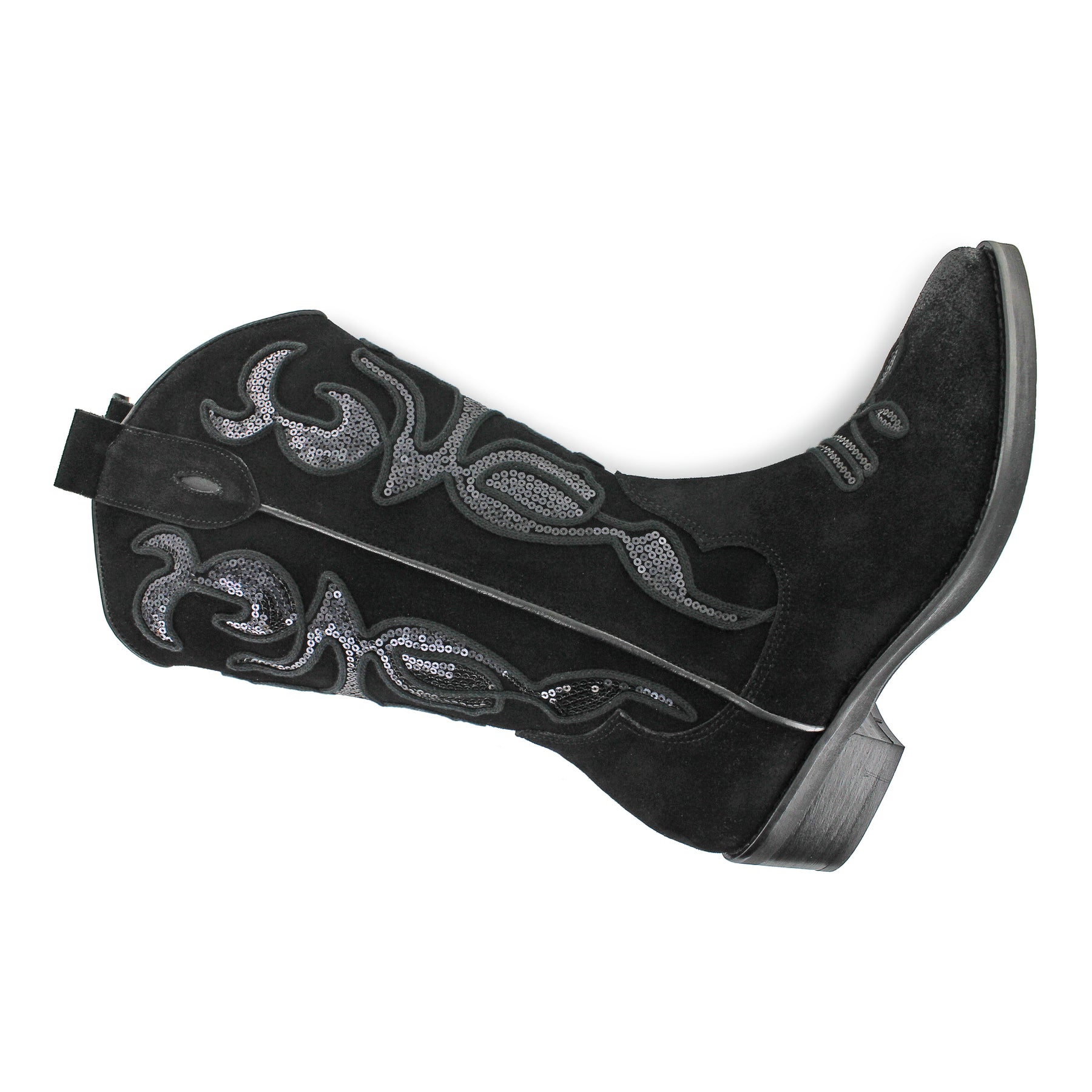MU742 - Black Sequence Suede Cowboy