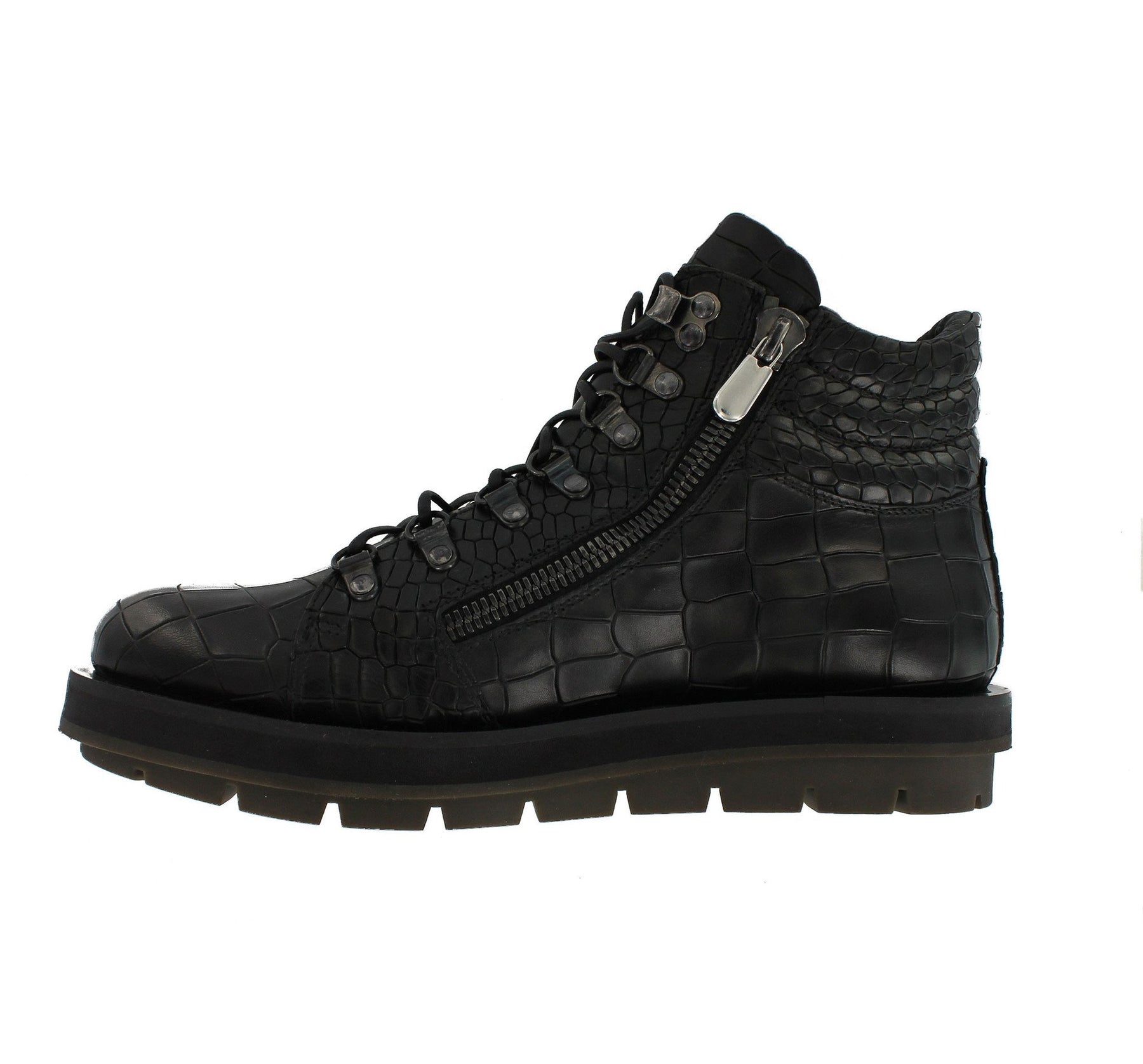 S8619 - Black Leather Moc Croc