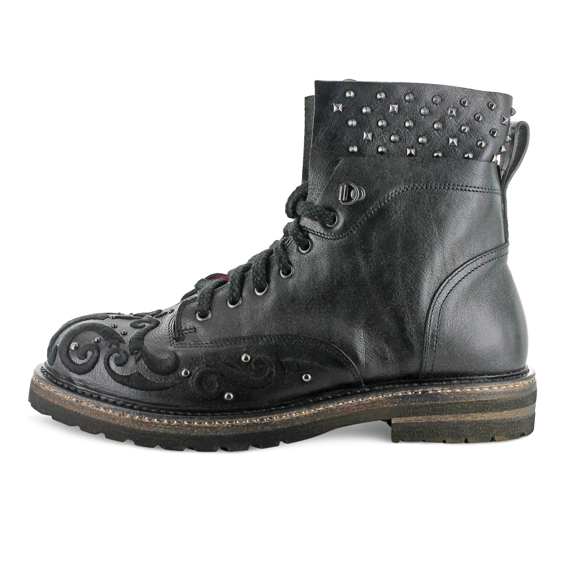 S6101- Embroidered Military Boot With Studs