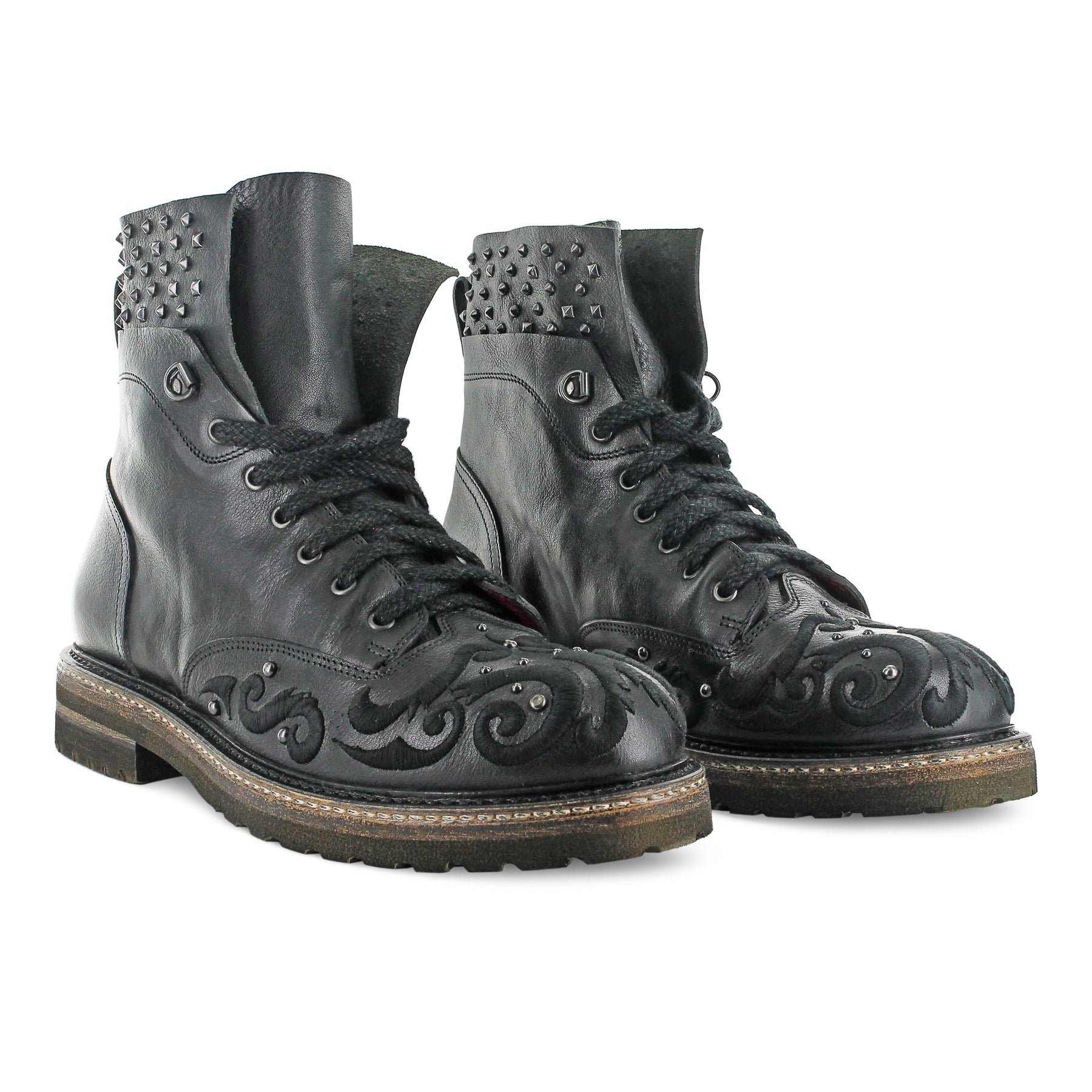 S6101- Embroidered Military Boot With Studs