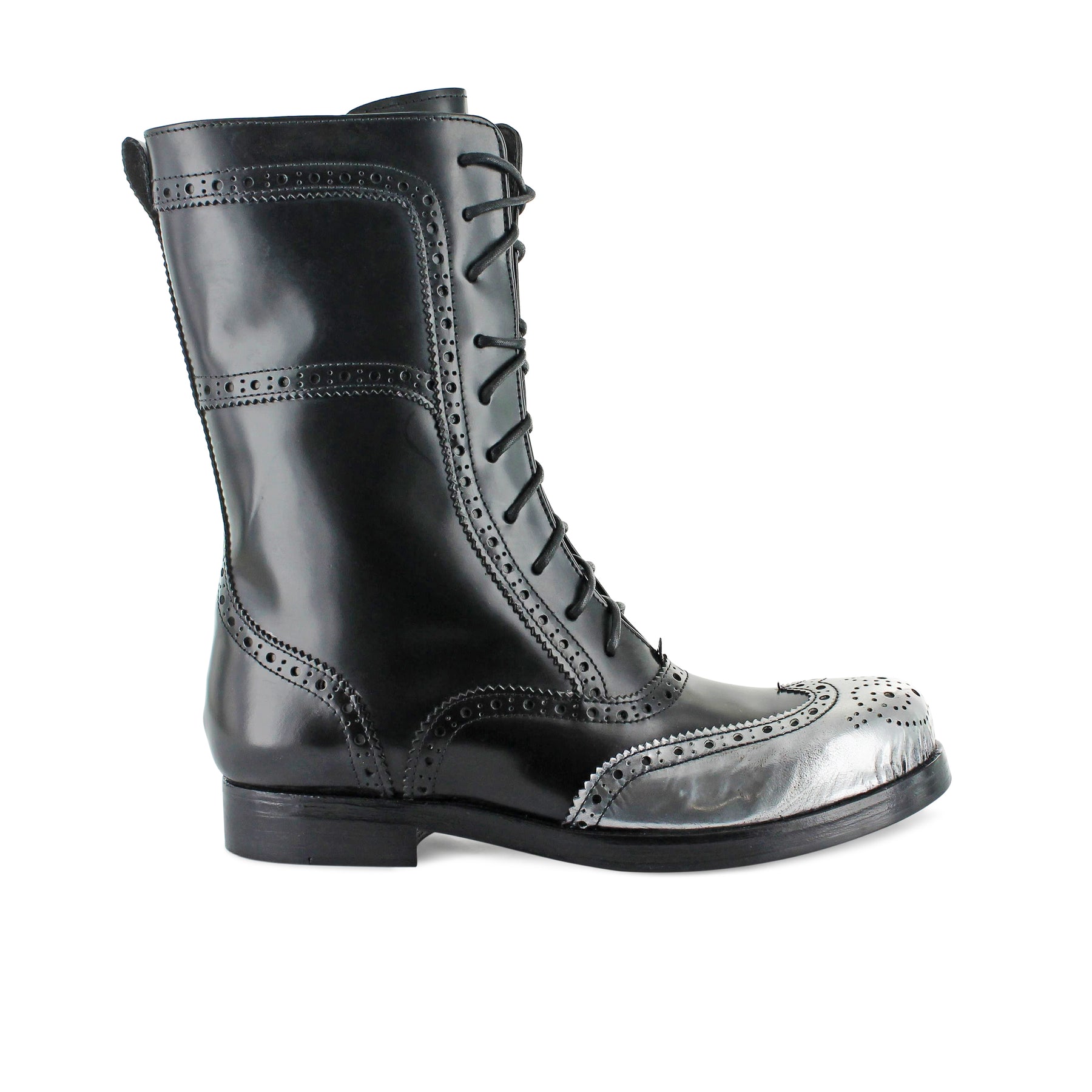 13341- Black With Pewter Leather Brogue