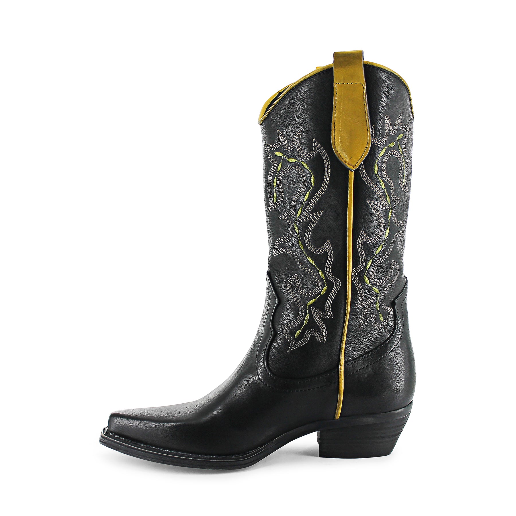 746 - Black/Yellow Leather Cowboy