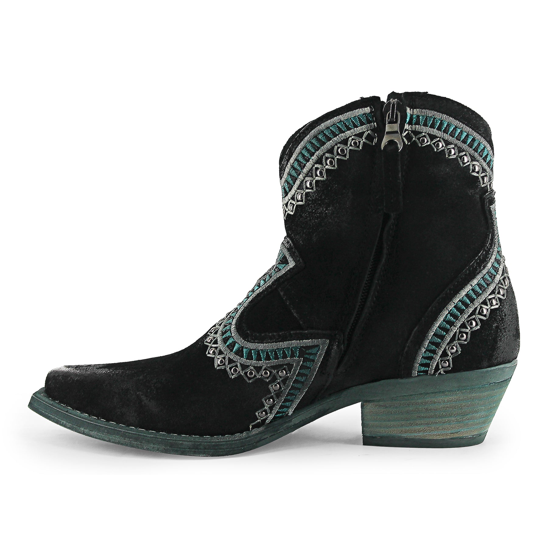 Apache04 - Black Ankle Western Turquoise