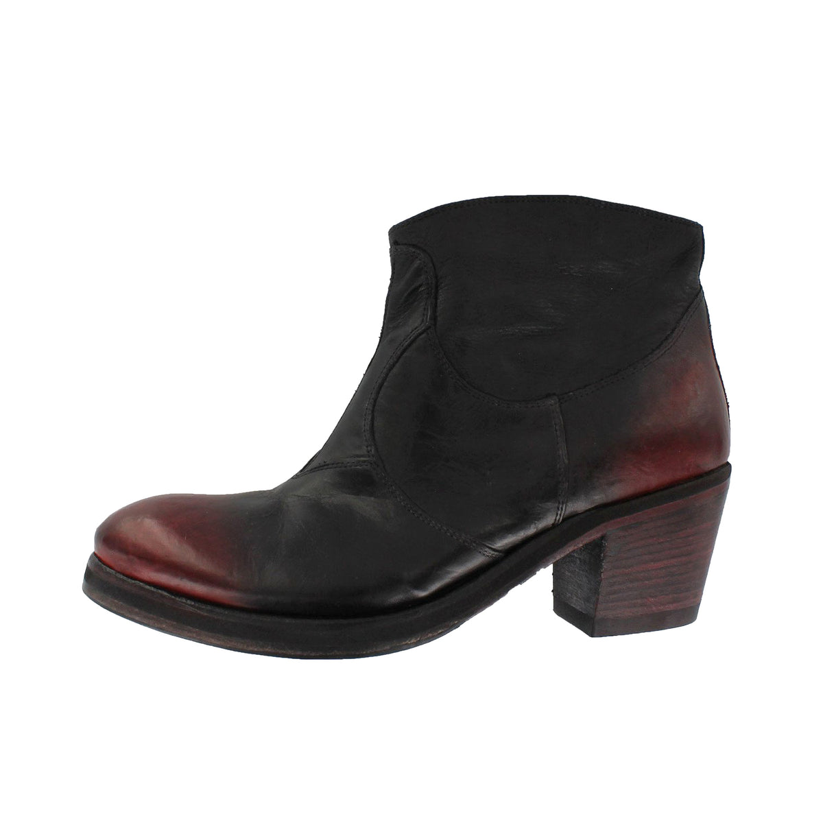 TaniaB - Black Ankle Boot With Cherry Red Toe Cap