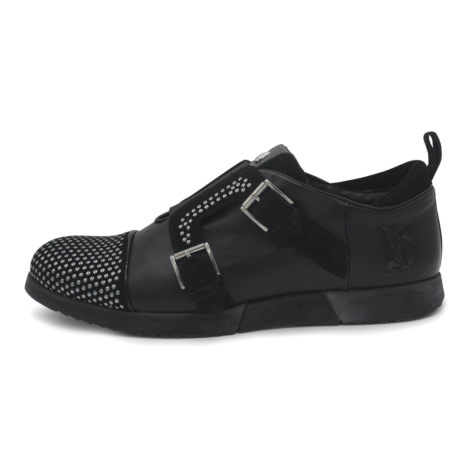 LU25121- Black Studded Double Monk Trainer