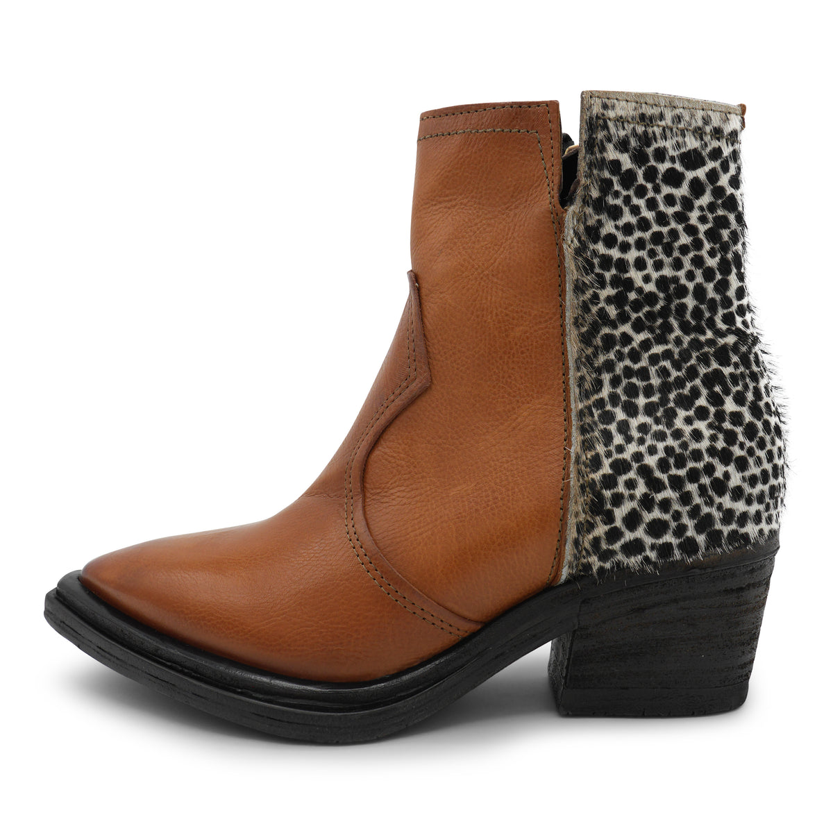 A55211 -Brandy Cheetah Zipped Ankle Boot