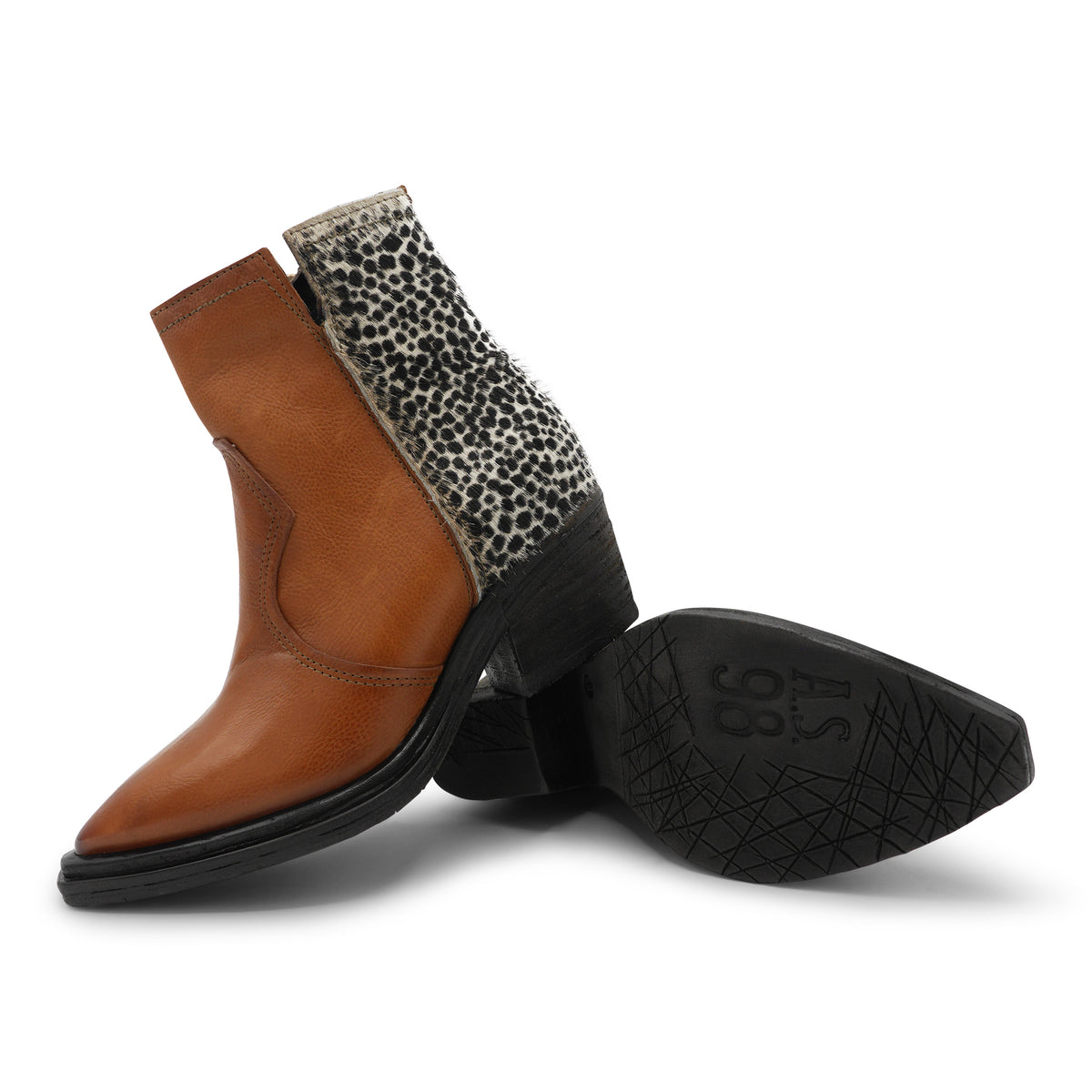 A55211 -Brandy Cheetah Zipped Ankle Boot