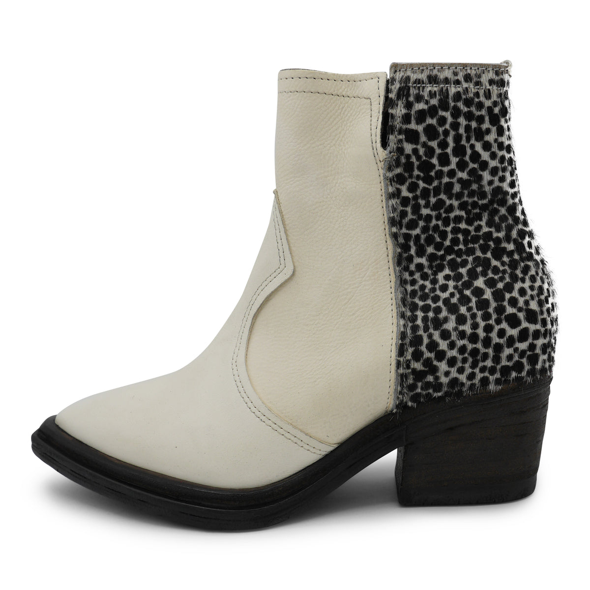 A55211 - White Cheetah Zipped Ankle Boot